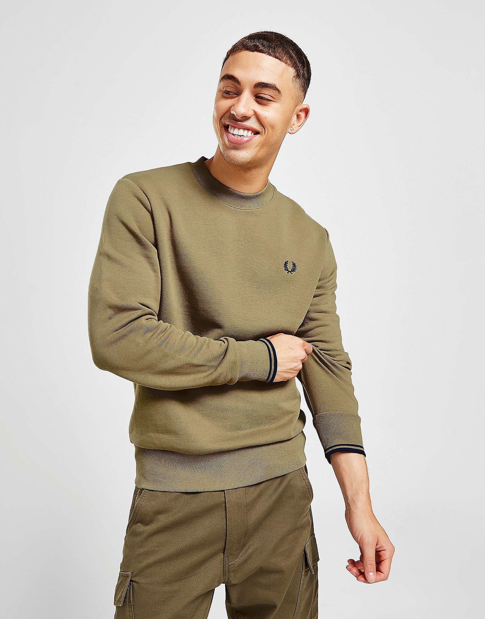 

Fred Perry Twin Tipped Crew Sweatshirt - Brown - Mens, Brown