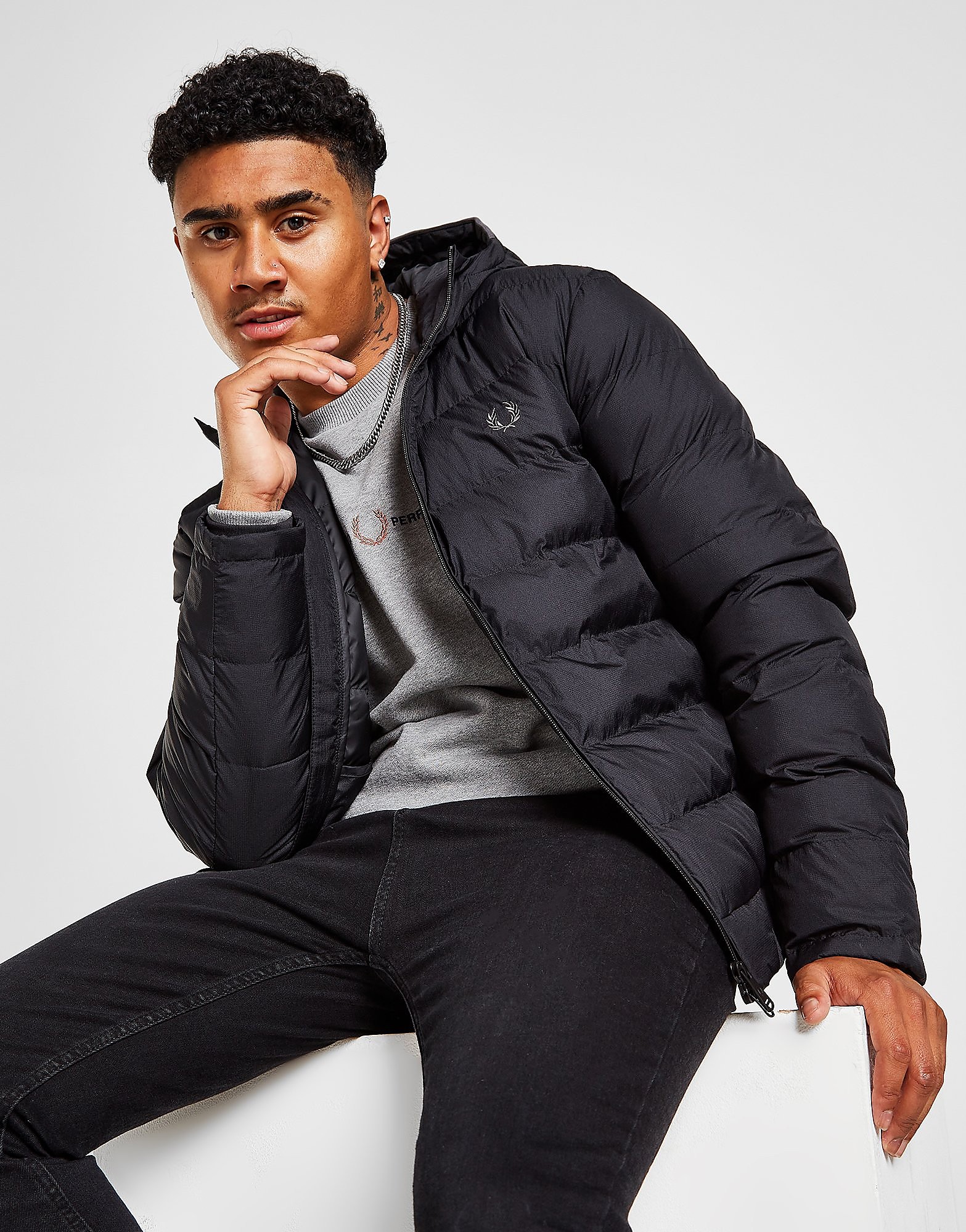 

Fred Perry Twin Tipped Bubble Jacket - Only at JD - Black - Mens, Black