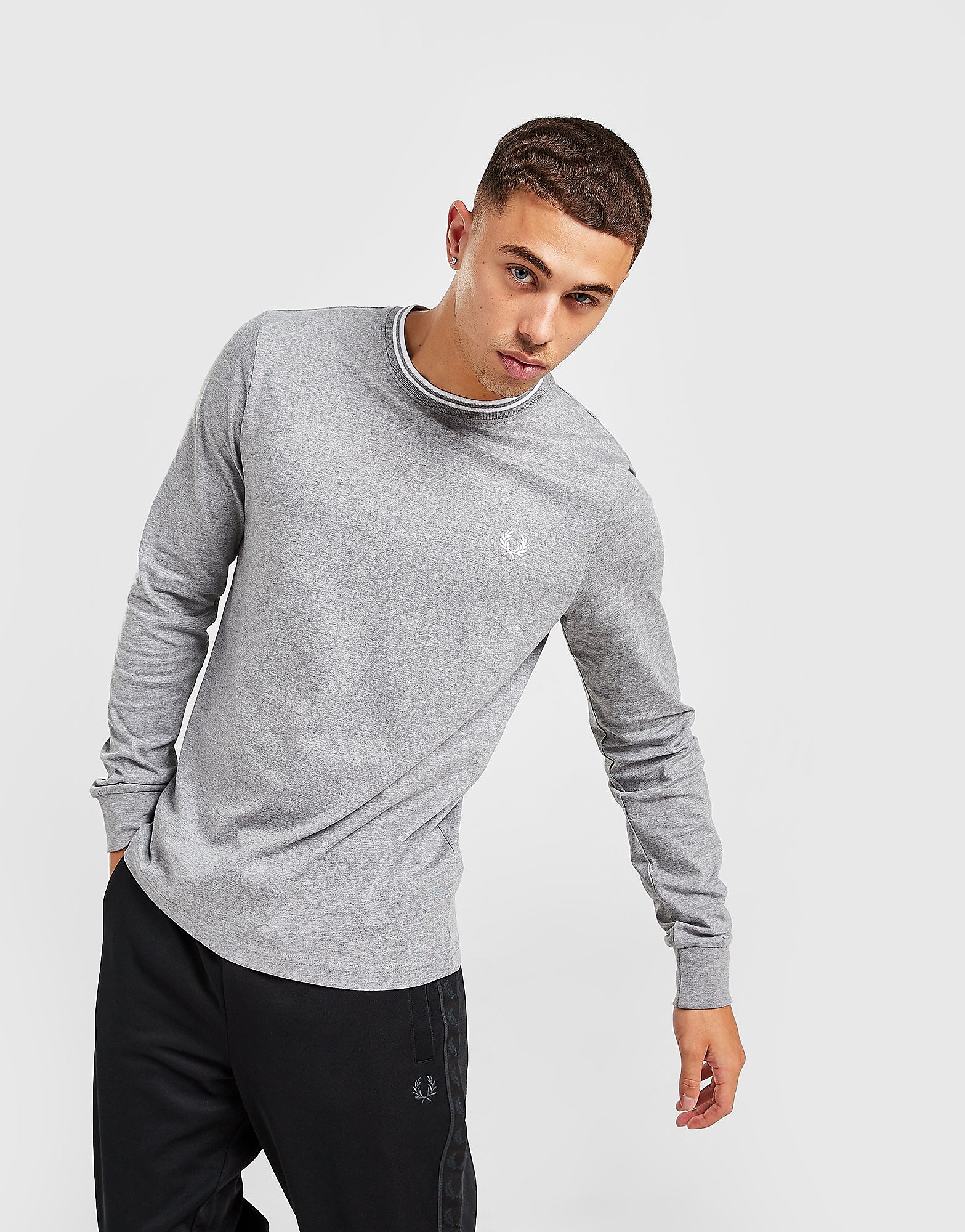 

Fred Perry Twin Tip Long Sleeve T-Shirt - Only at JD - Grey - Mens, Grey