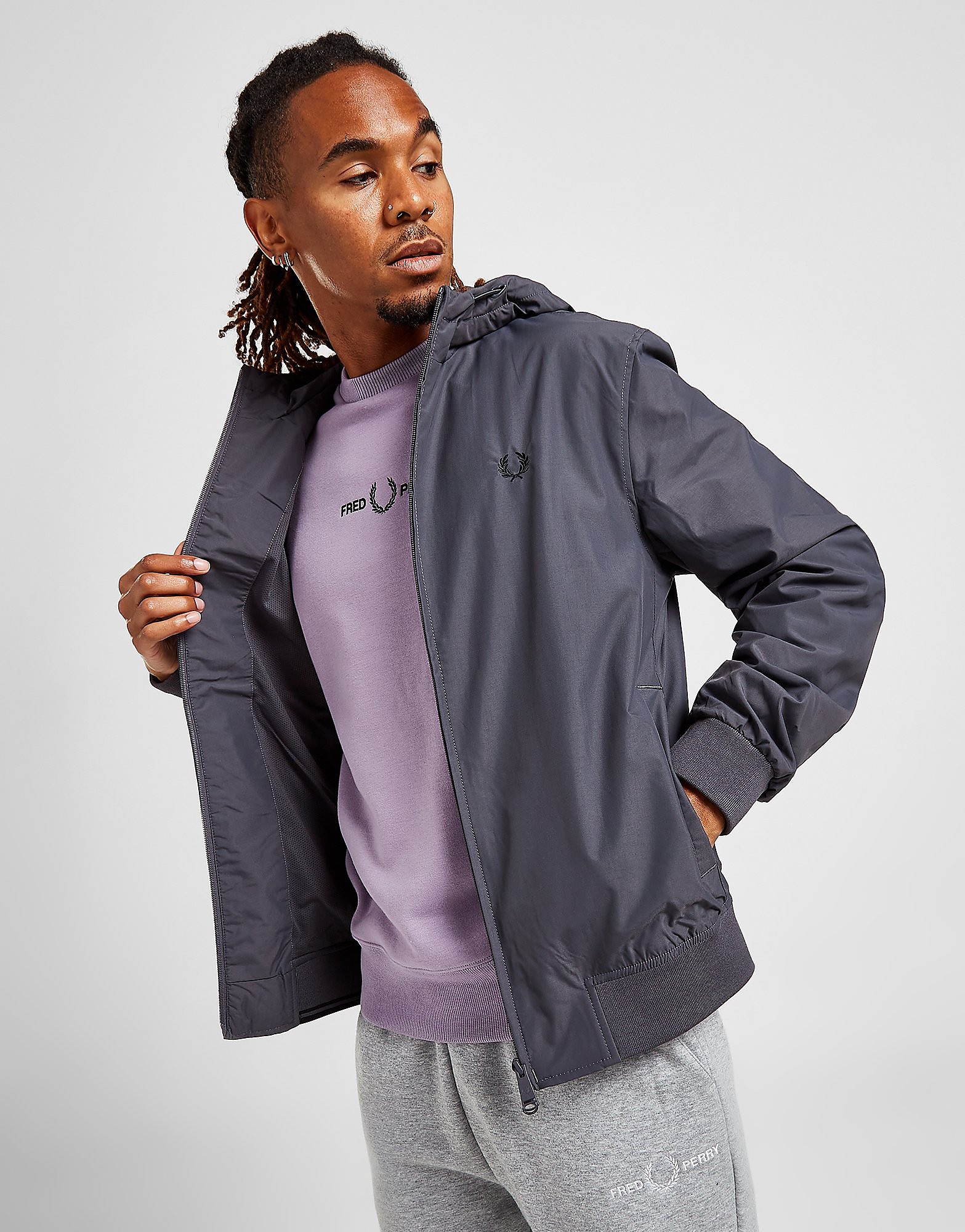 

Fred Perry Brentham Hooded Jacket - Only at JD - Grey - Mens, Grey