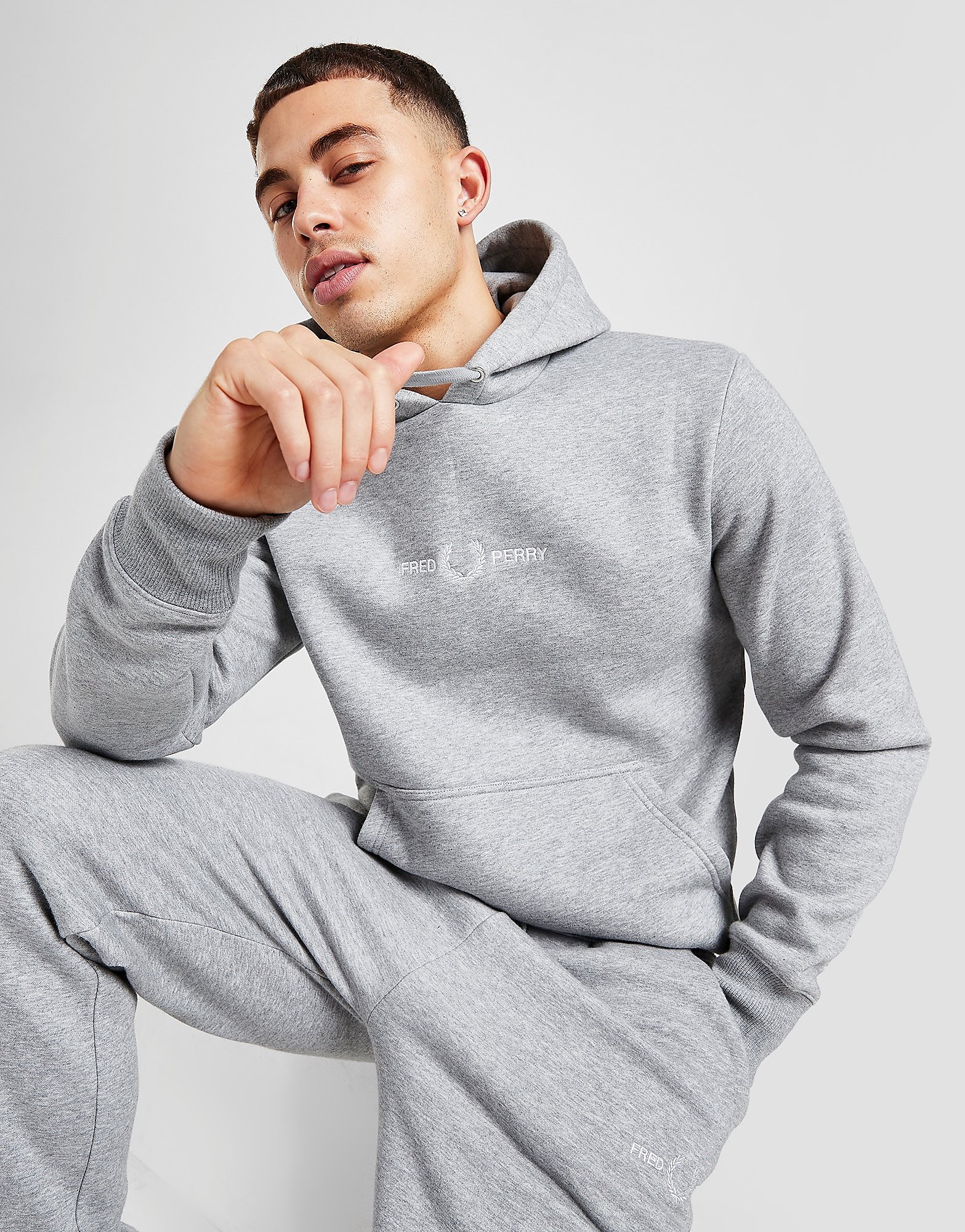 

Fred Perry Central Embroidered Logo Hoodie - Only at JD - Grey - Mens, Grey