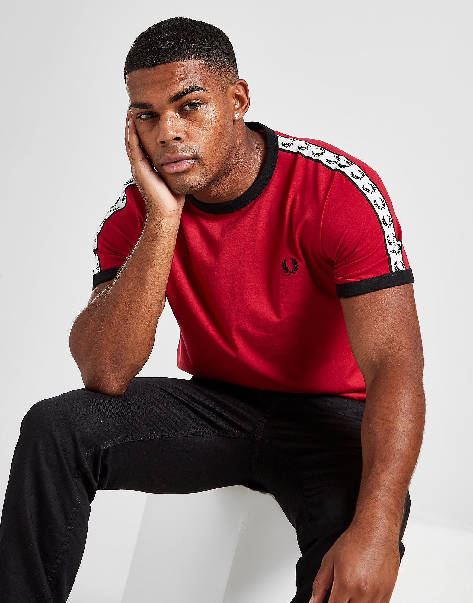 

Fred Perry Taped Ringer T-Shirt - Red - Mens, Red