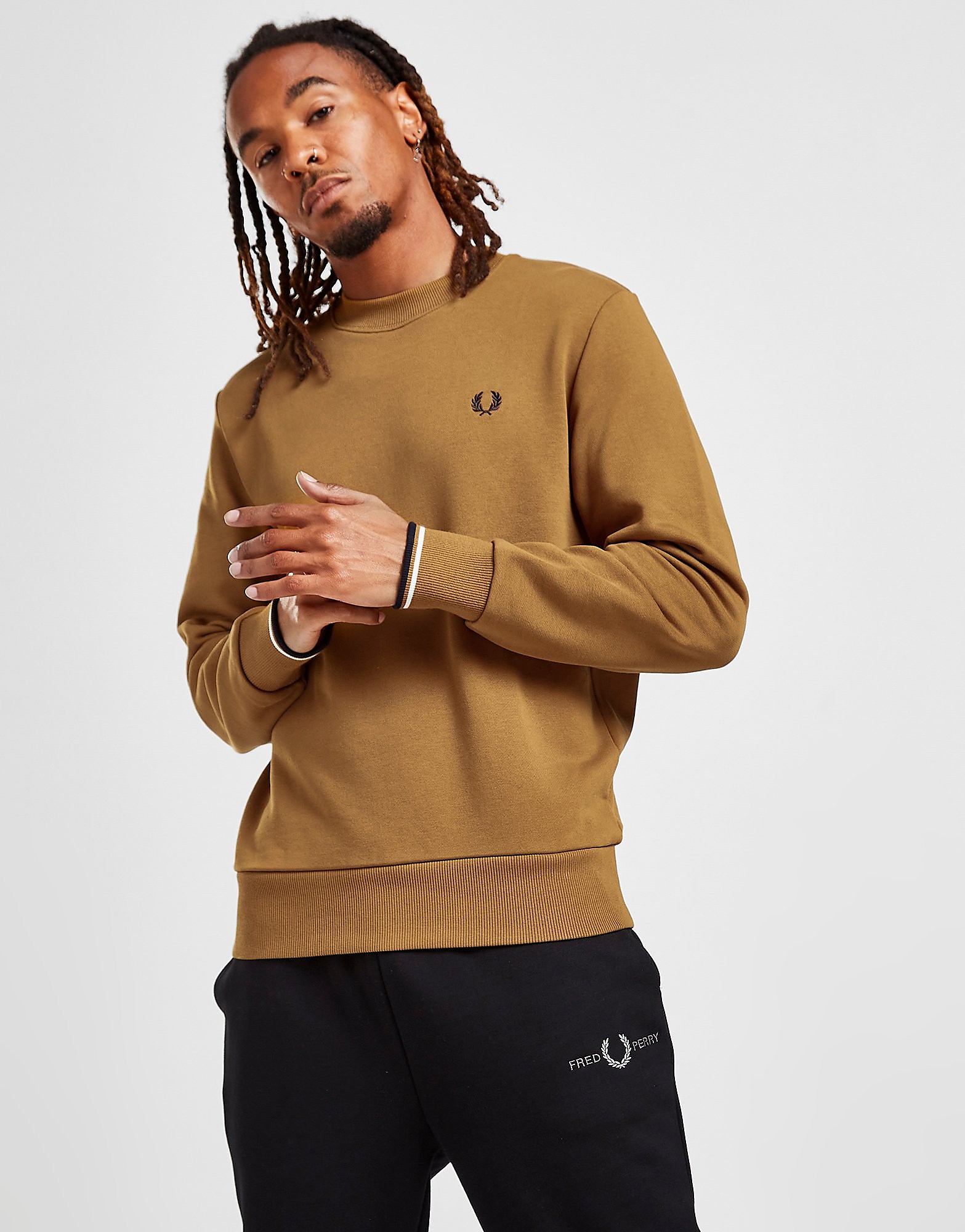 

Fred Perry Twin Tipped Crew Neck Sweatshirt - Brown - Mens, Brown