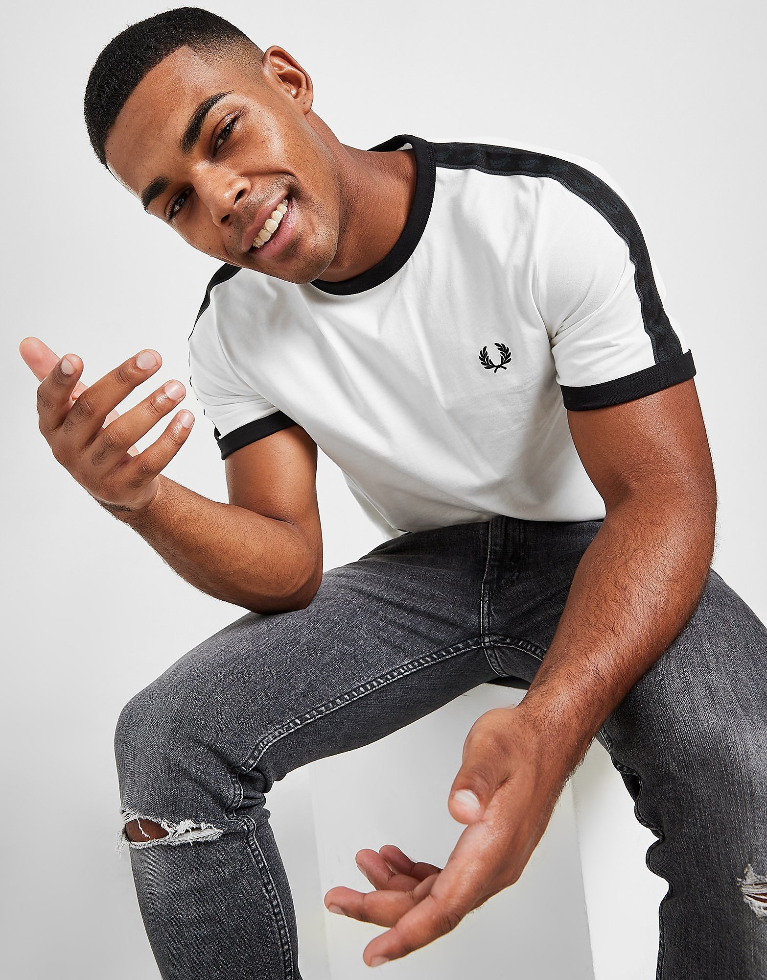 

Fred Perry Tonal Ringer T-Shirt - White - Mens, White