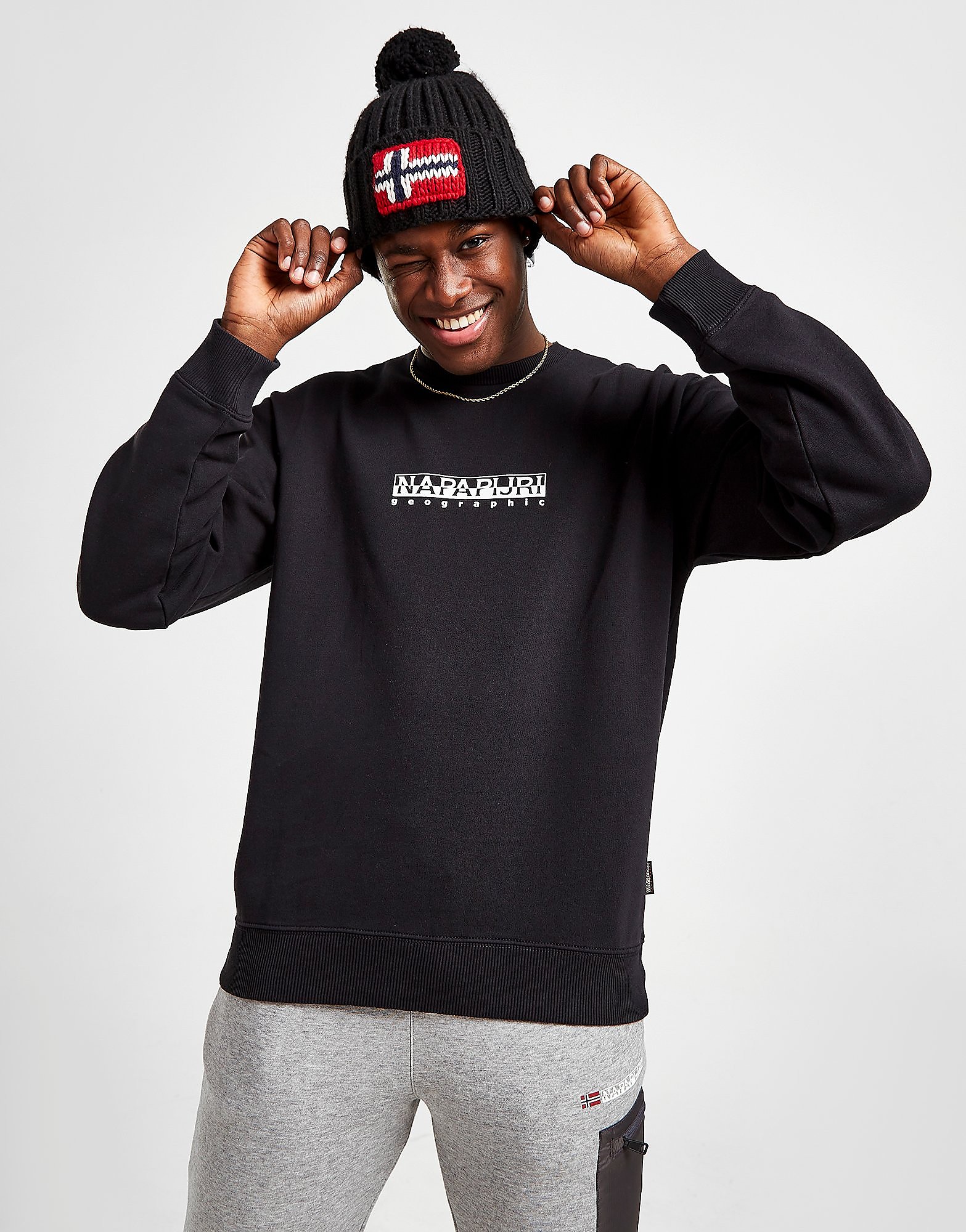 

Napapijri Box Crew Sweatshirt - Black - Mens, Black