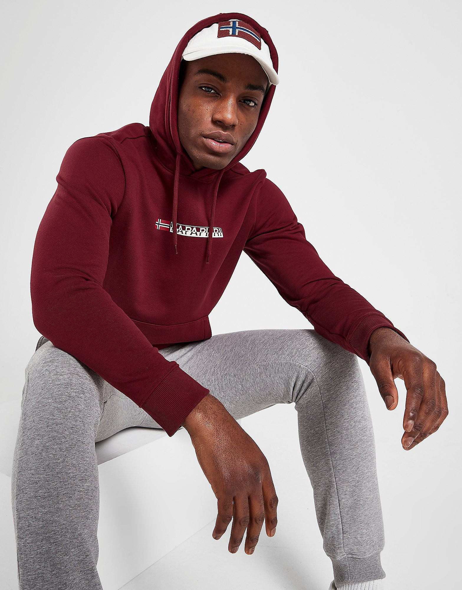 Napapijri Central Logo Hoodie - Only at JD - Red - Mens, Red
