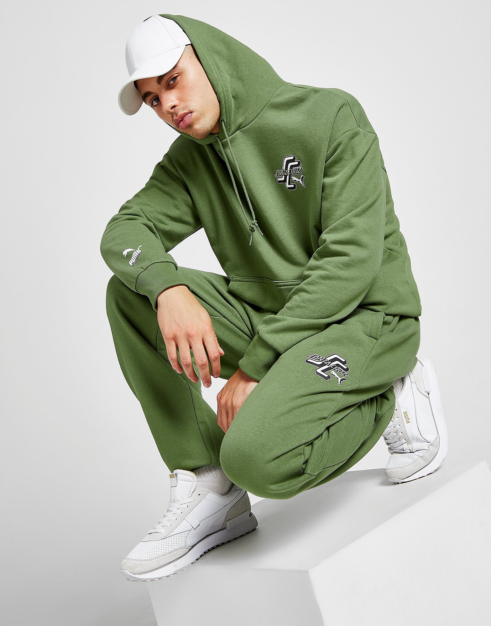 

Puma Santa Cruz Logo Fleece Joggers - Green - Mens, Green