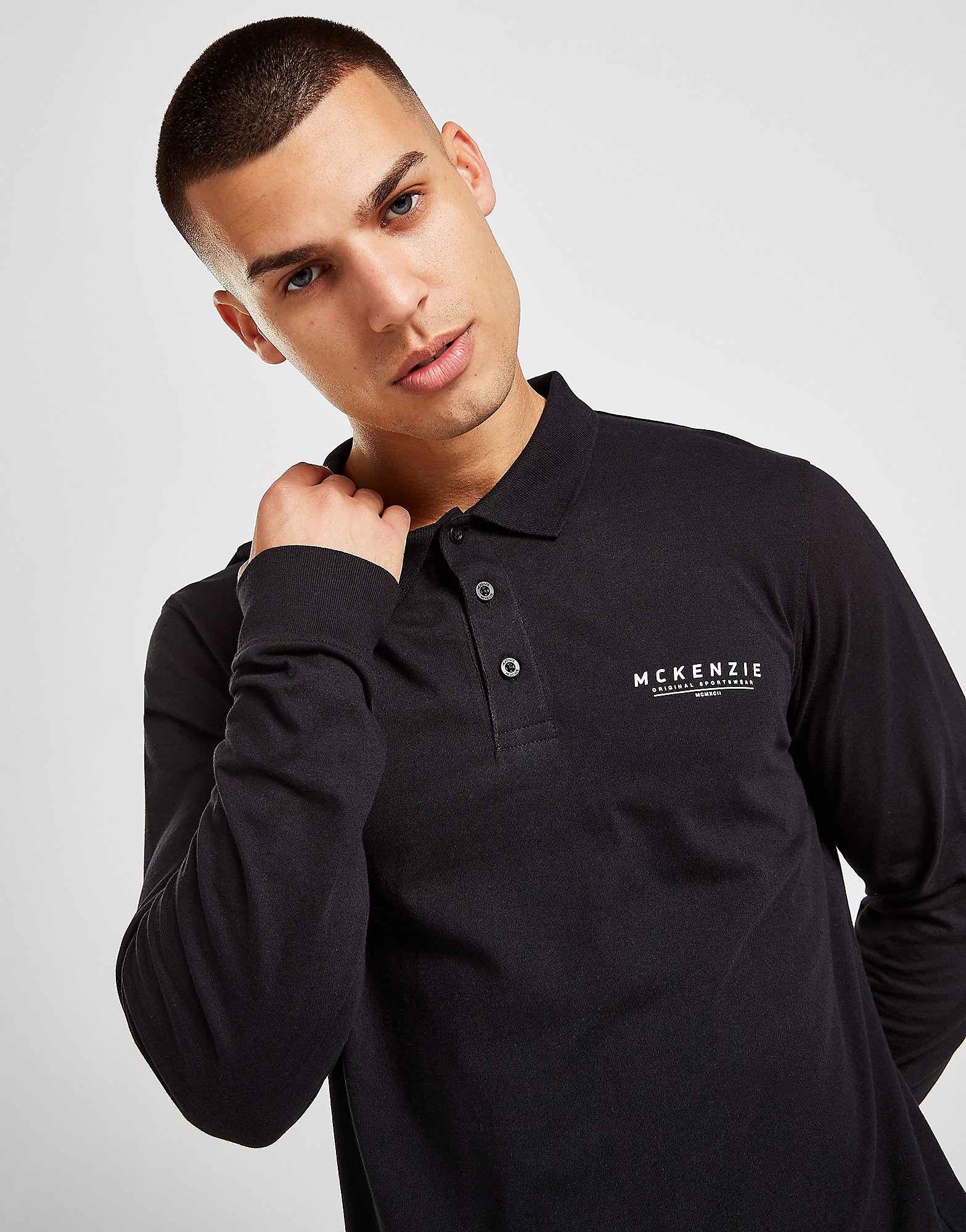 

McKenzie Essential Long Sleeve Polo Shirt - Only at JD - Black - Mens, Black