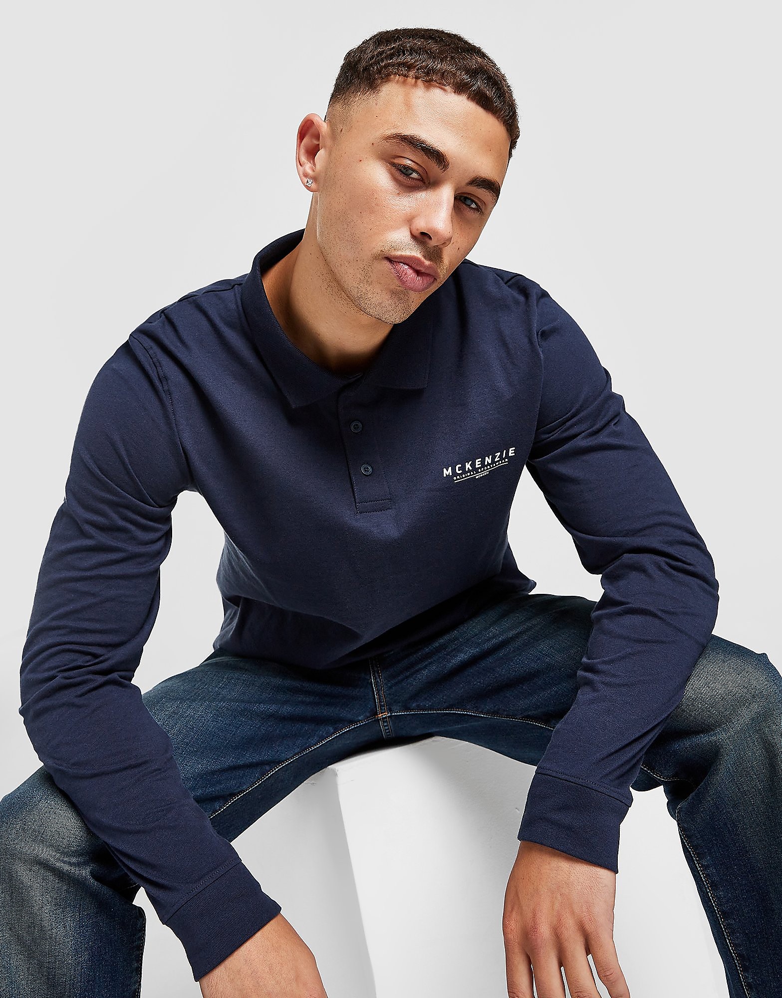 

McKenzie Essential Long Sleeve Polo Shirt - Only at JD - Blue - Mens, Blue