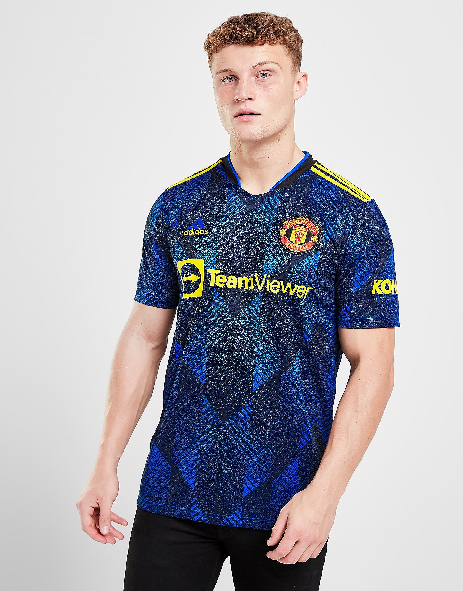

adidas Manchester United FC 2021/22 Third Shirt - Glow Blue - Mens, Glow Blue