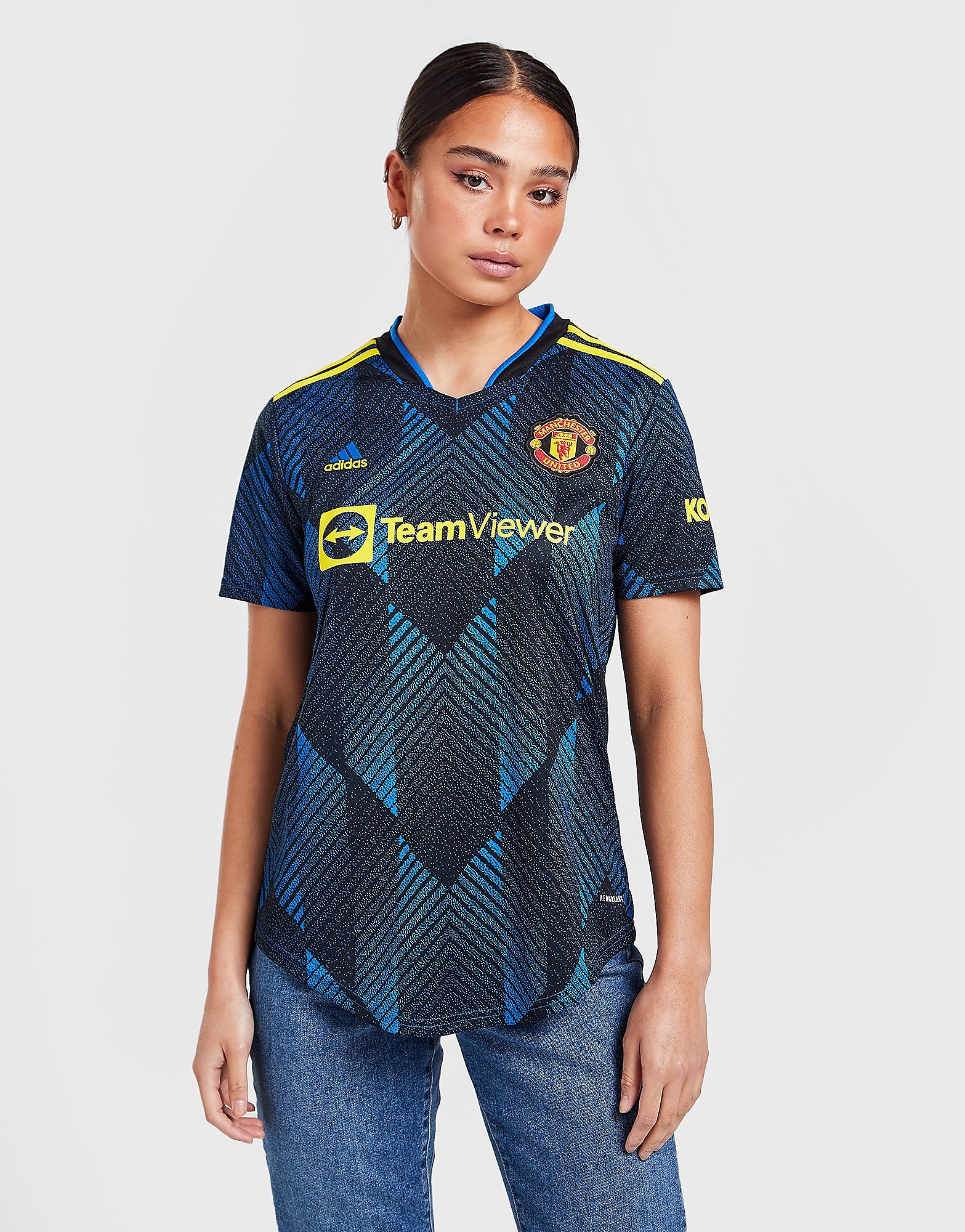 

adidas Manchester United FC 21/22 Third Shirt Women's - Glow Blue, Glow Blue