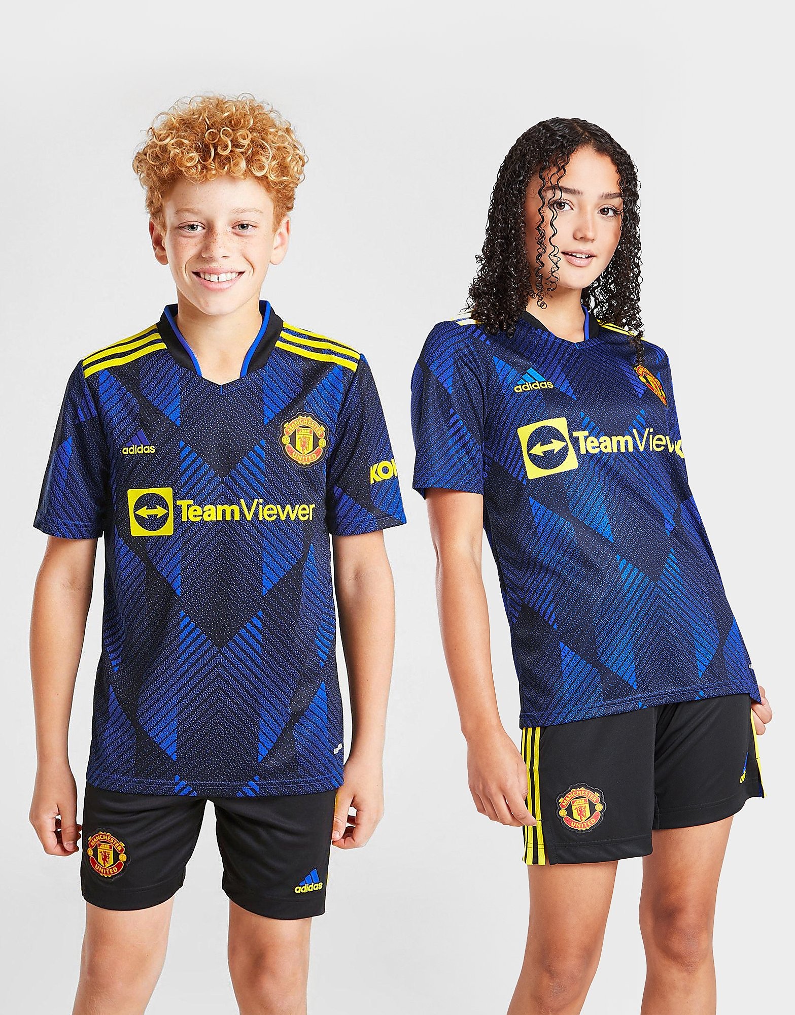adidas Manchester United 2021/22 Third Shirt Junior - Glow Blue - Kids, Glow Blue