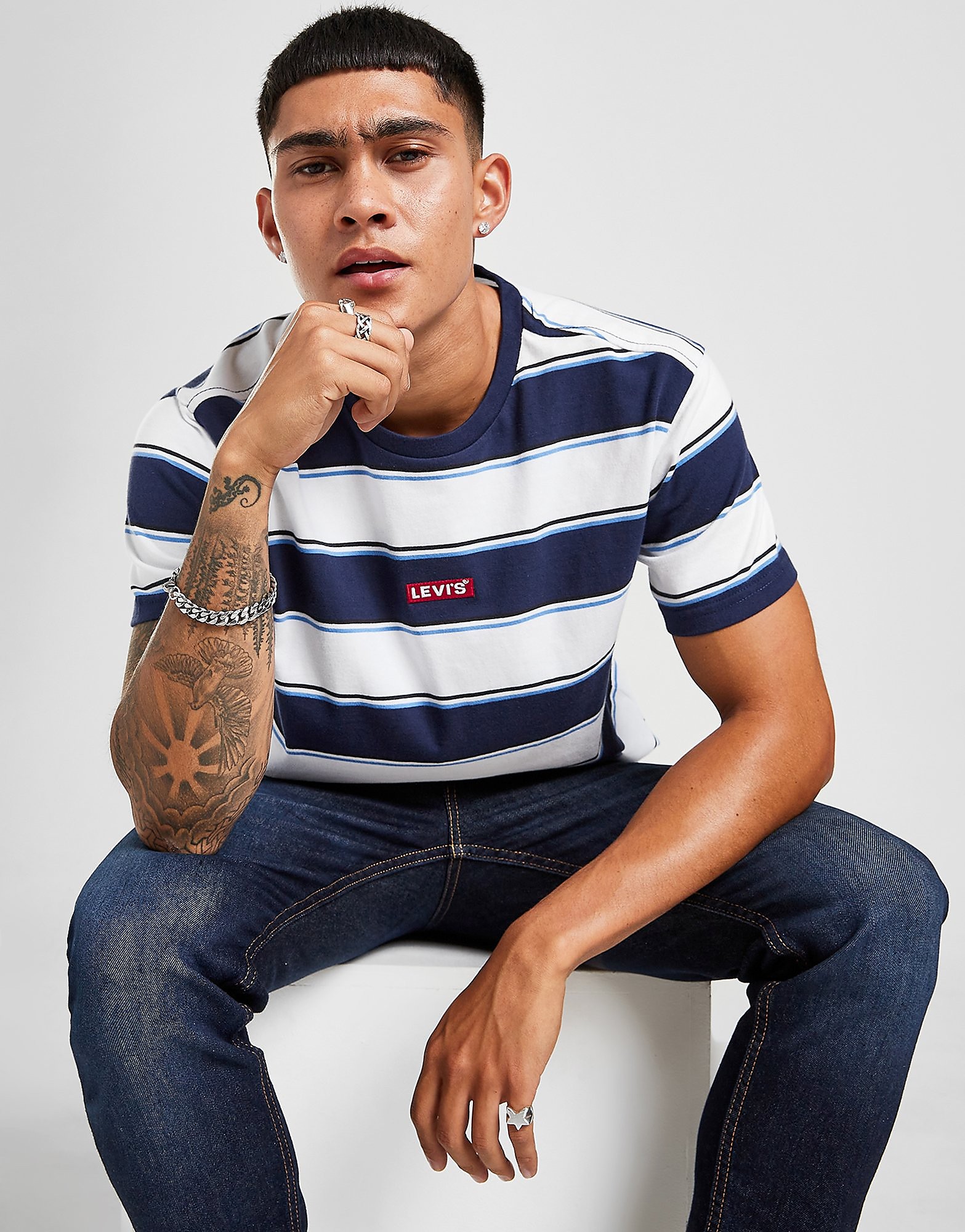 

Levis Baby Tab Stripe T-Shirt - Only at JD - White - Mens, White