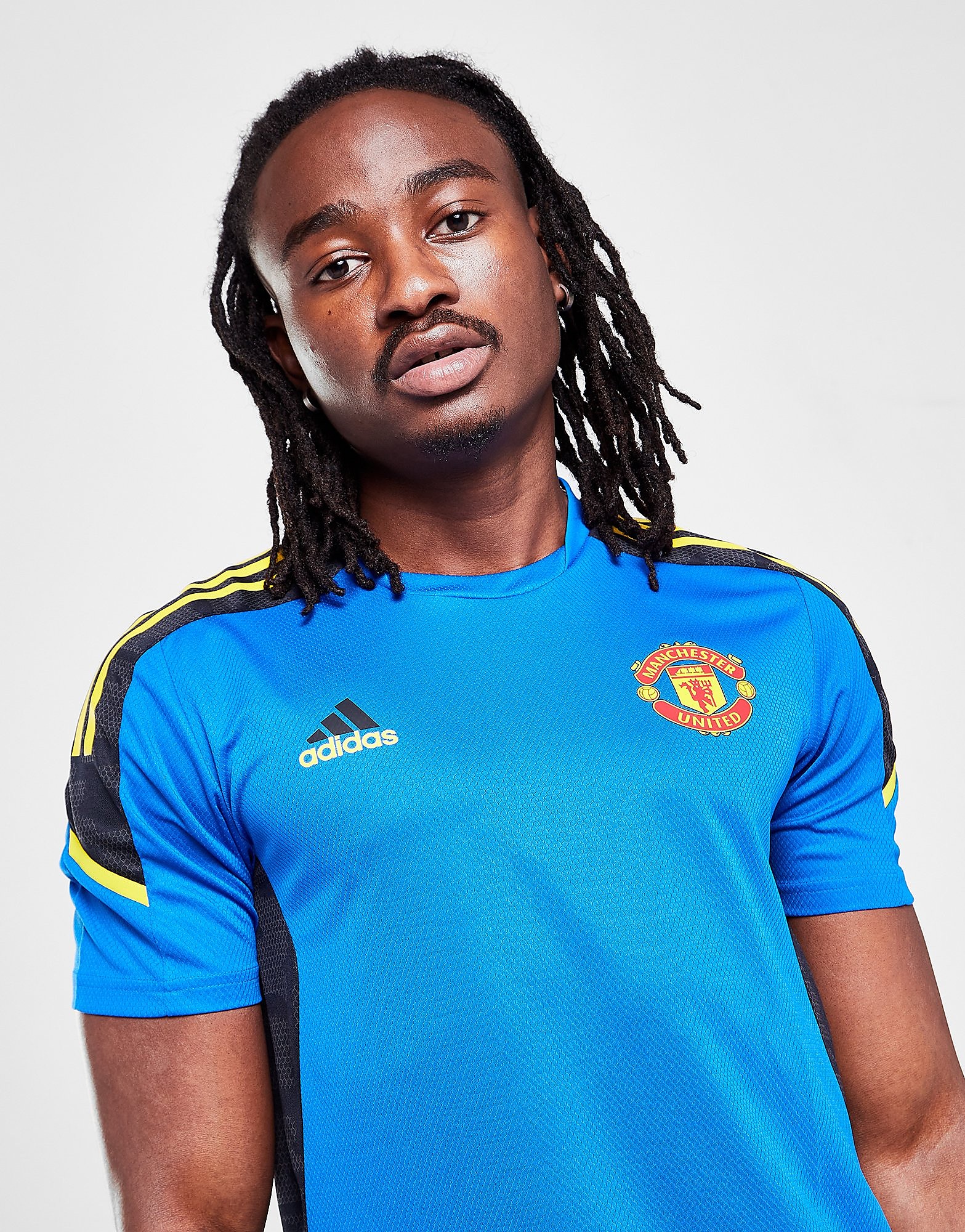 

adidas Manchester United FC Training Shirt - Glow Blue - Mens, Glow Blue