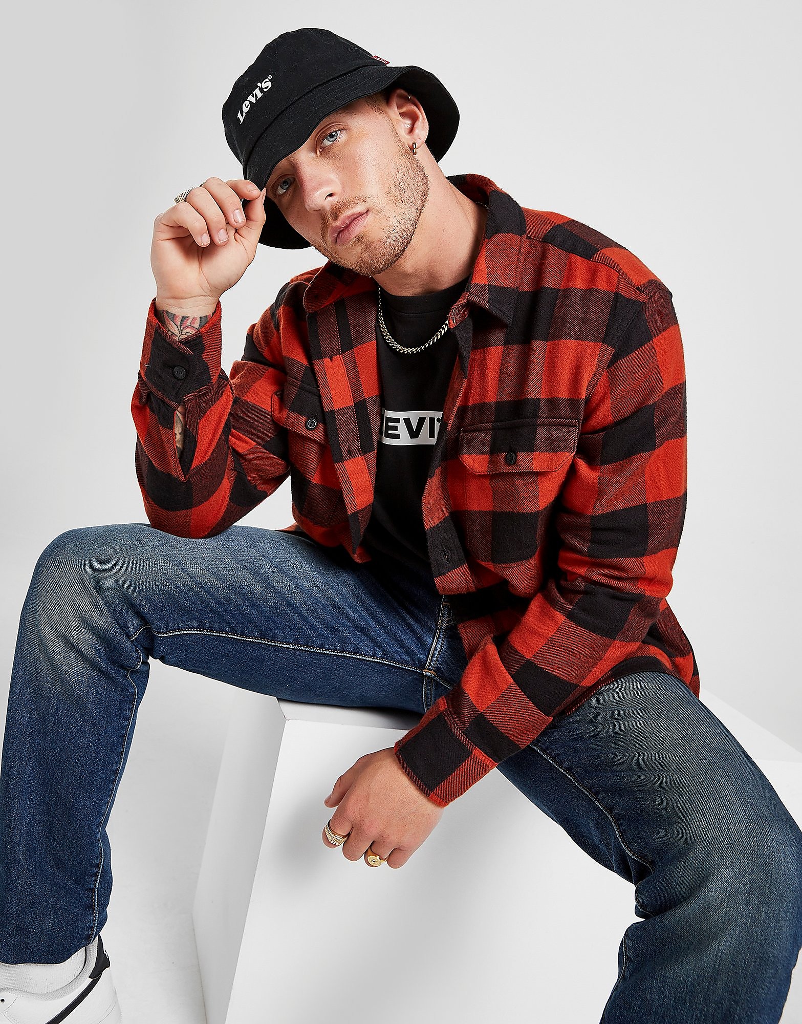 

Levis Check Overshirt - Orange - Mens, Orange