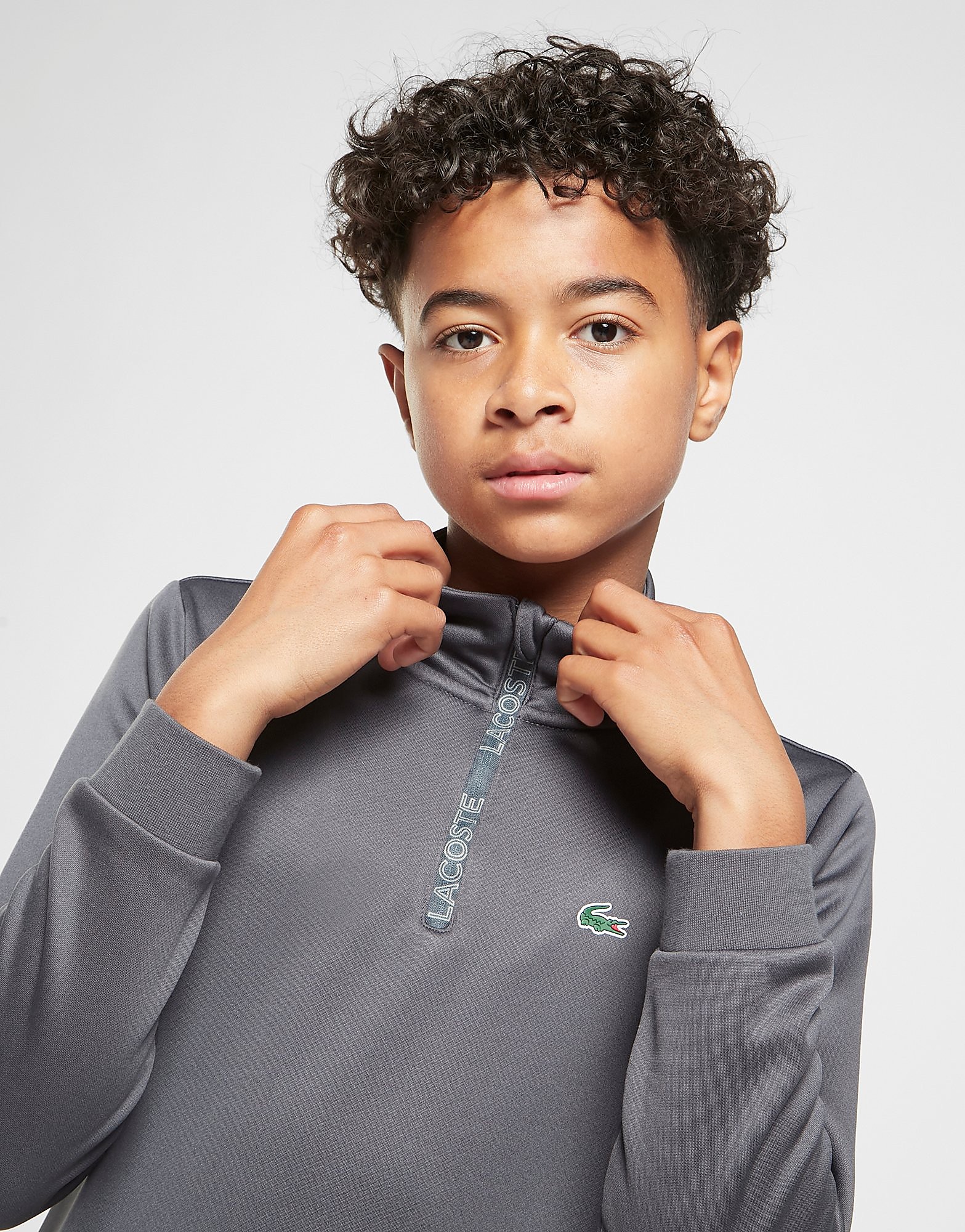 

Lacoste Poly Fleece Tape 1/4 Zip Top - Grey - Kids, Grey