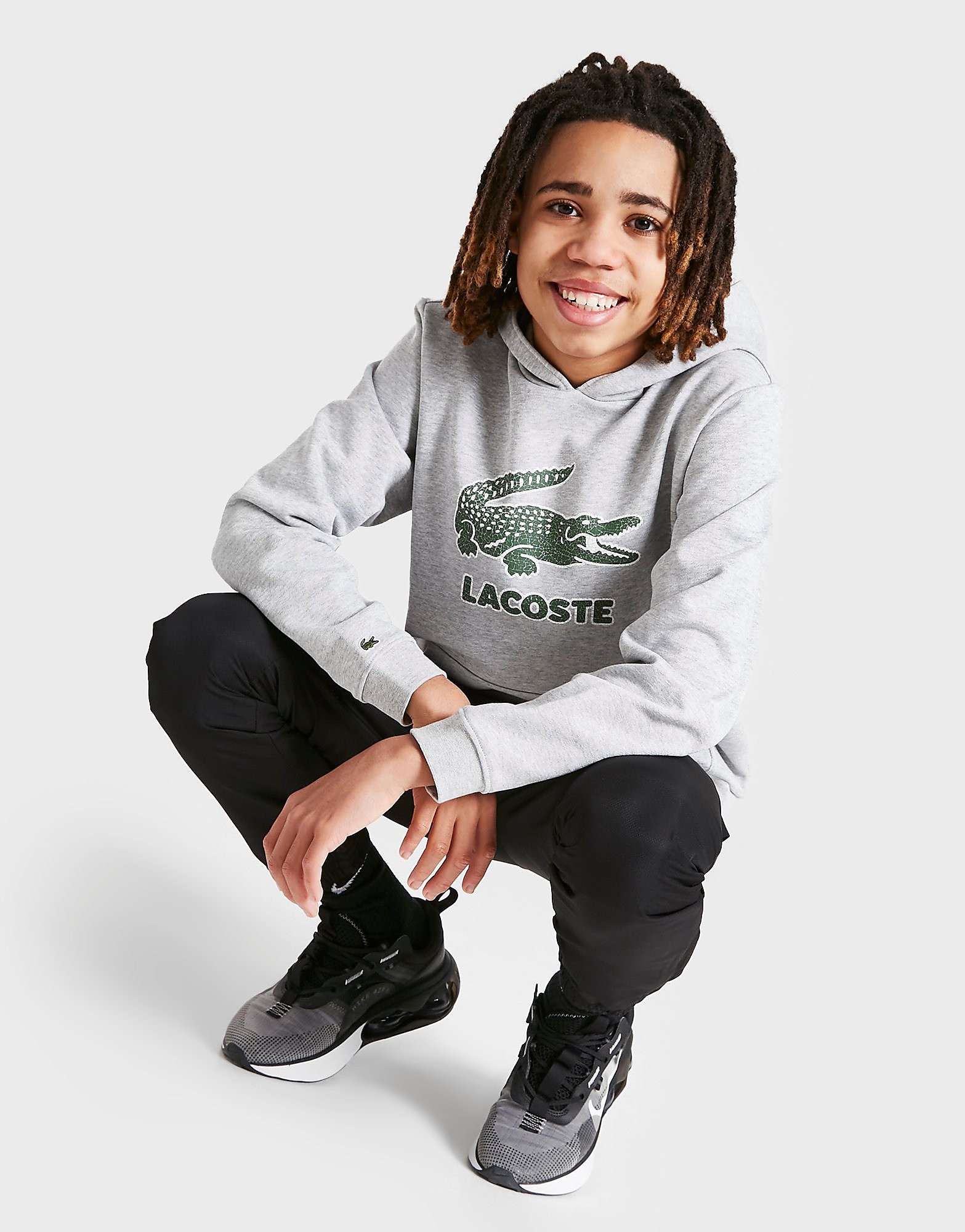 

Lacoste Large Croc Logo Overhead Hoodie - Grey - Kids, Grey