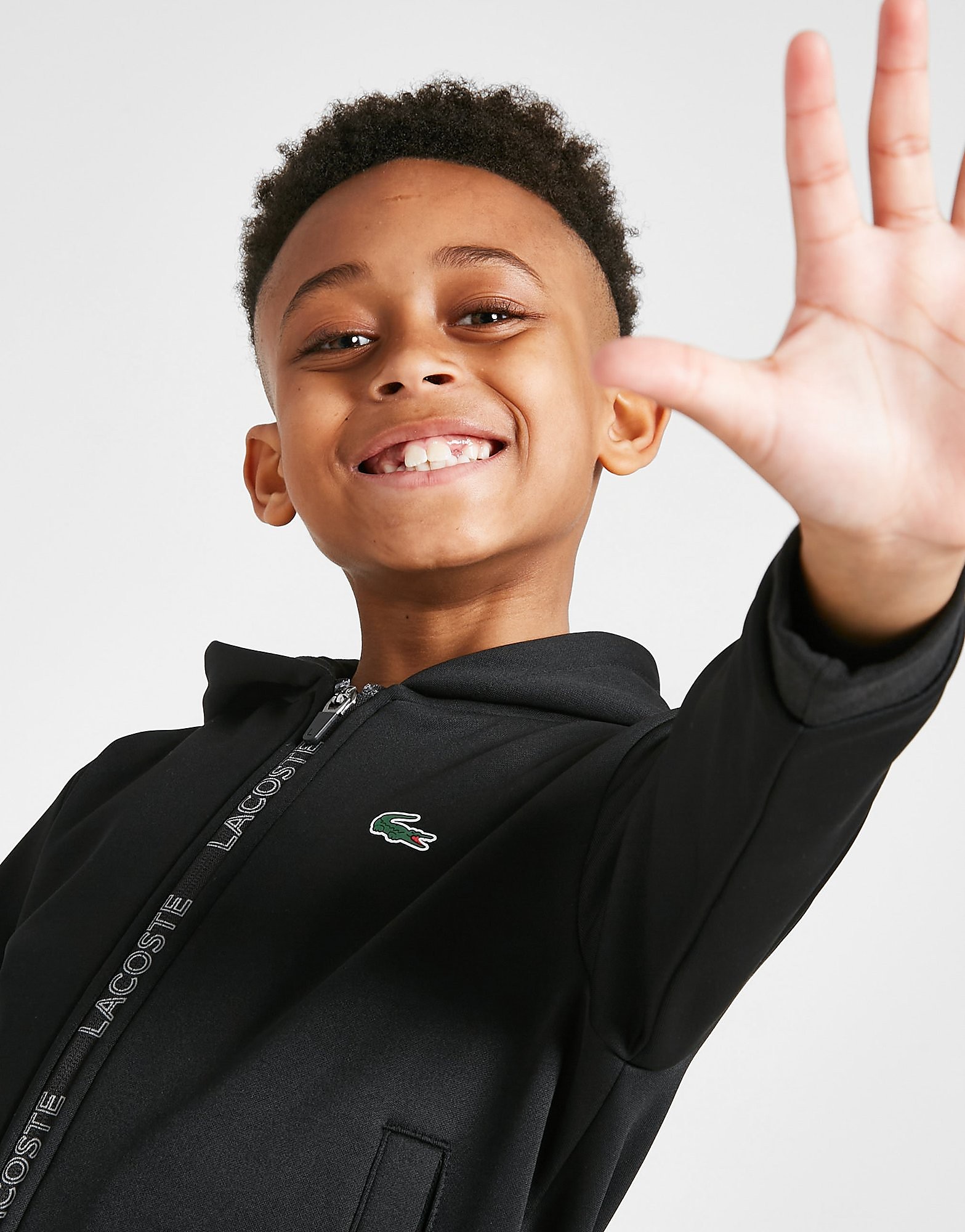 

Lacoste Poly Fleece Tape Full Zip Hoodie Children - Only at JD - Black - Kids, Black