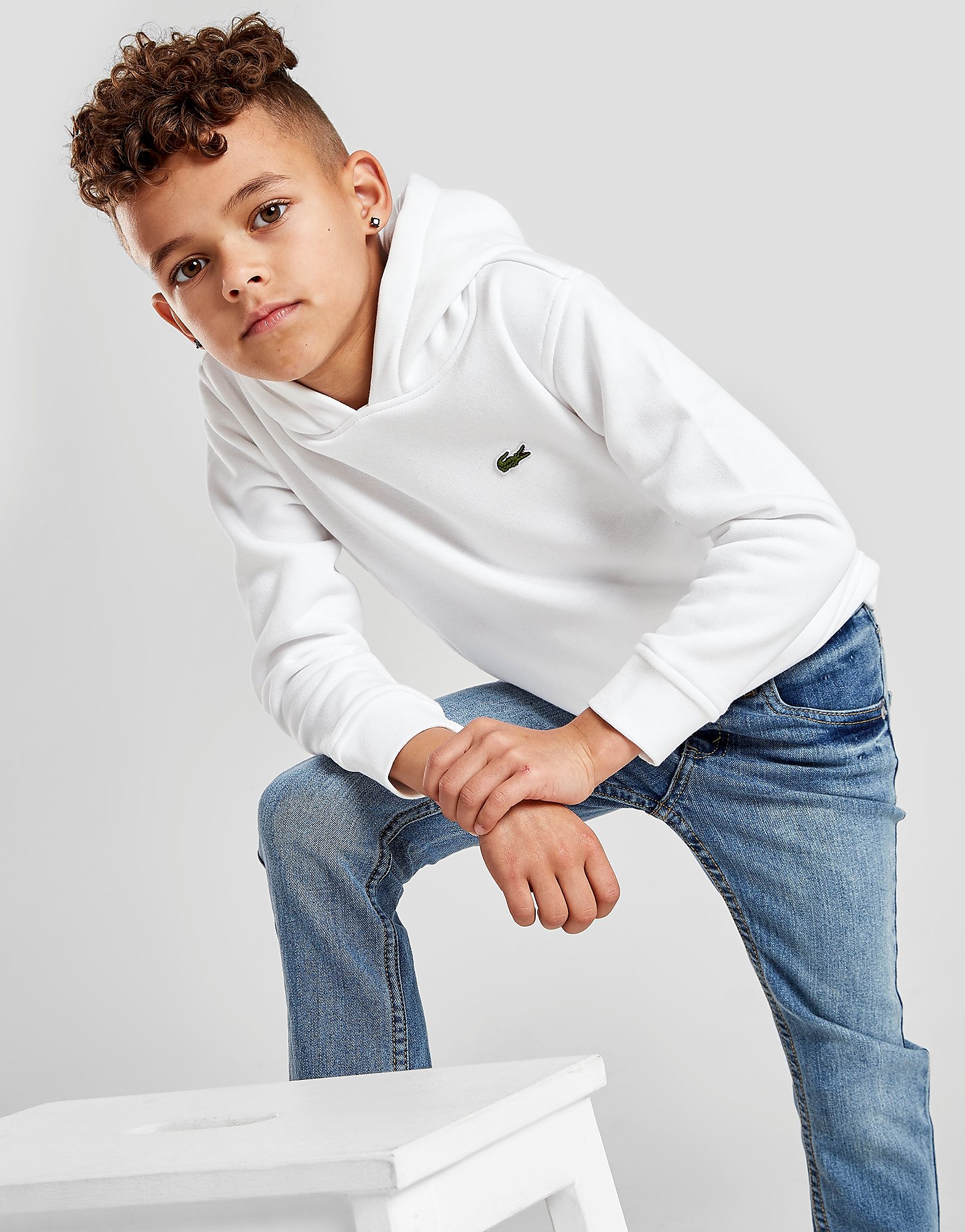 

Lacoste Small Croc Logo Overhead Hoodie Children - White - Kids, White