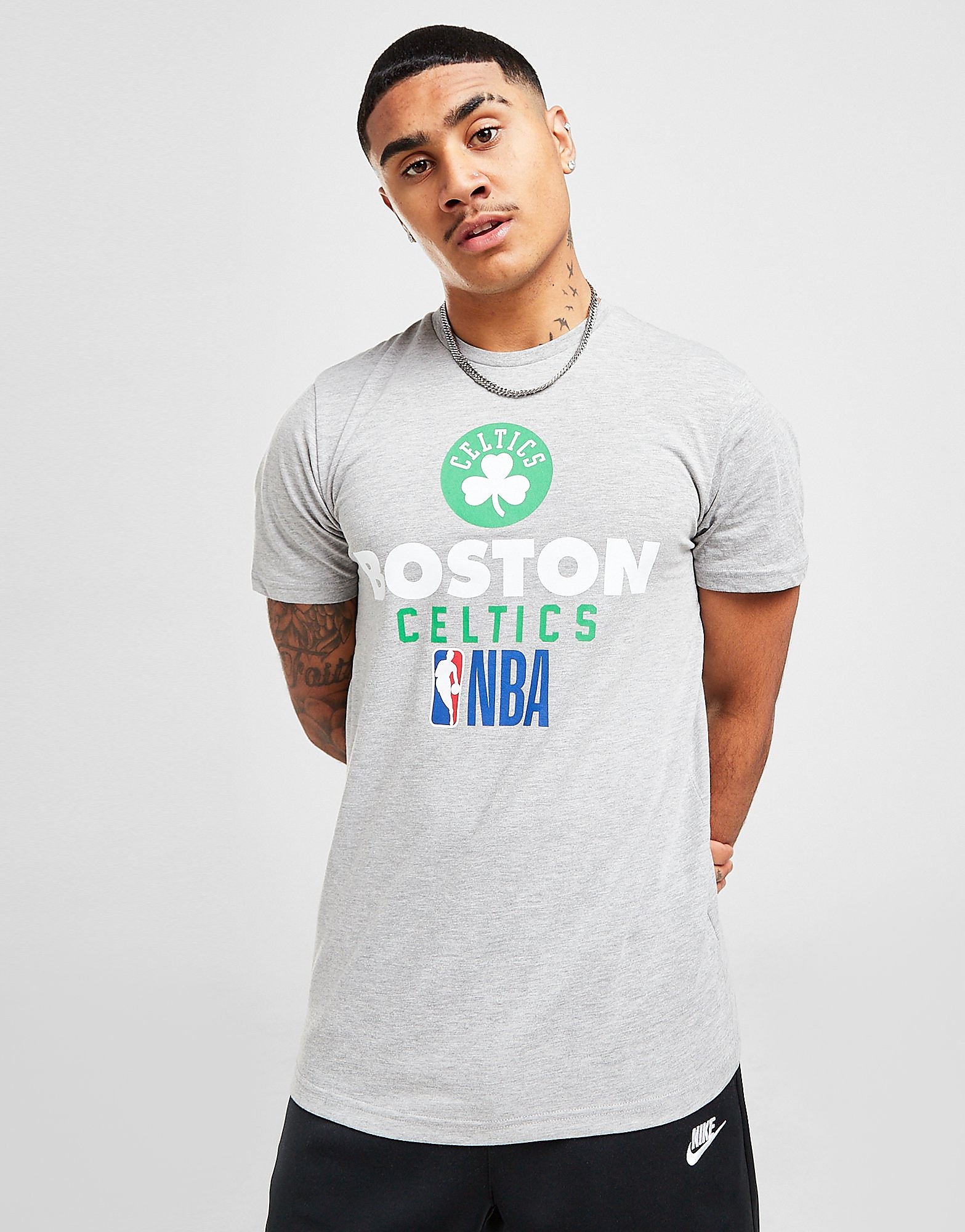 

New Era NBA Boston Celtics Stack Short Sleeve T-Shirt - Grey - Mens, Grey