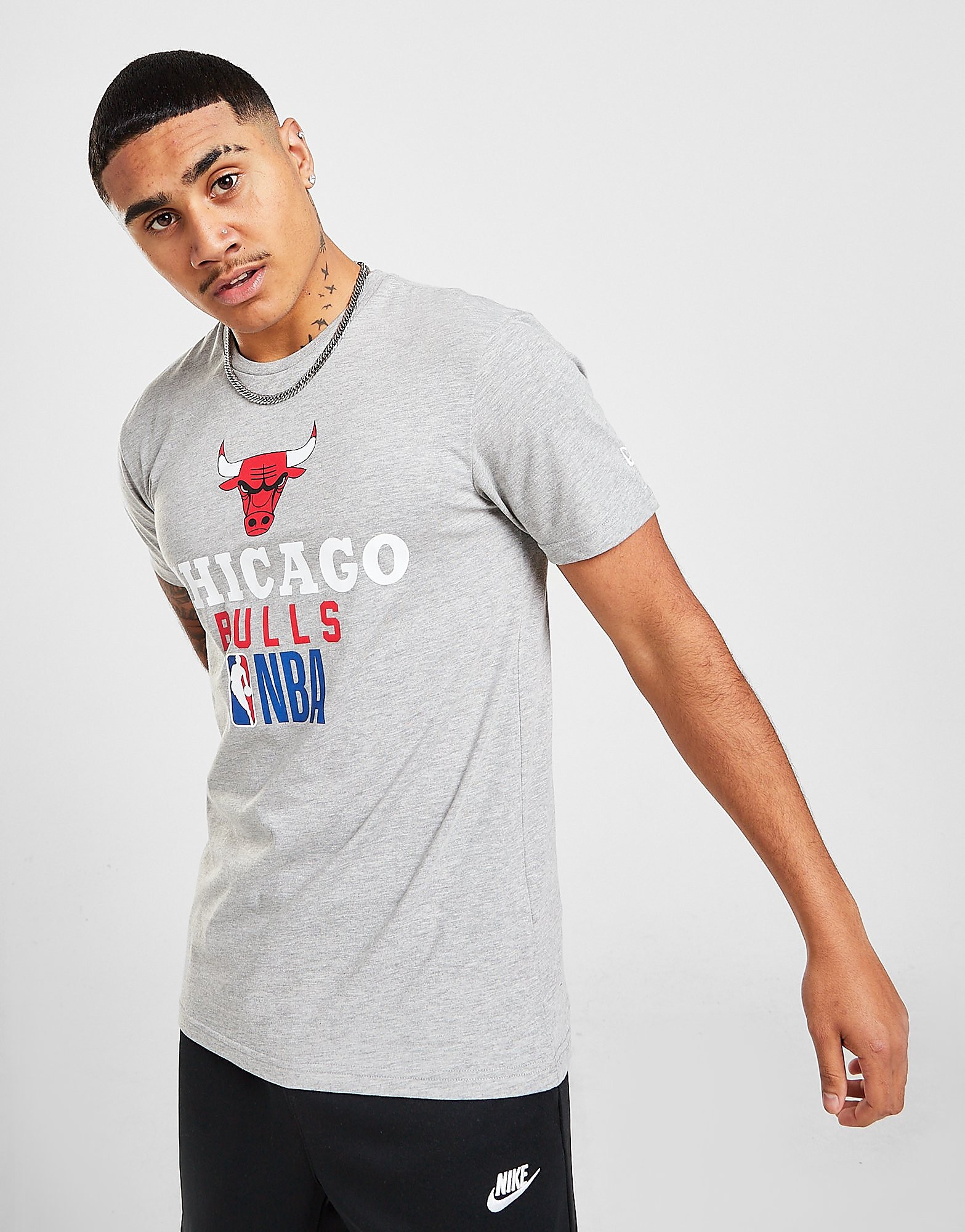 

New Era NBA Chicago Bulls Stack Short Sleeve T-Shirt - Grey - Mens, Grey
