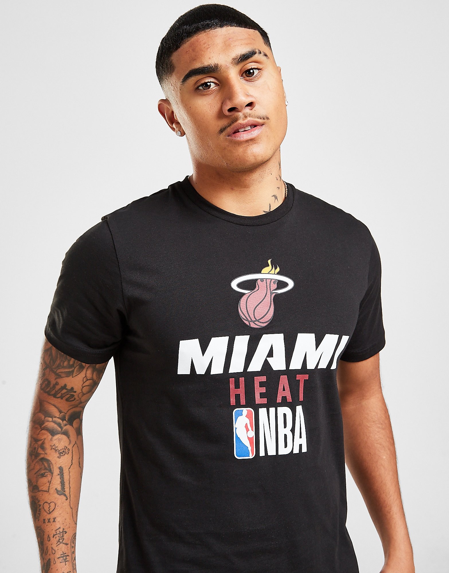 New Era NBA Miami Heat Stack Short Sleeve T-Shirt - Black - Mens, Black