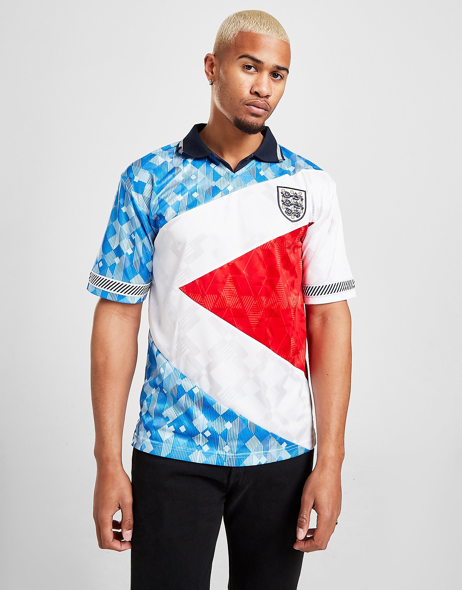 

Score Draw England '90 Mash Up Retro Shirt - Blue - Mens, Blue