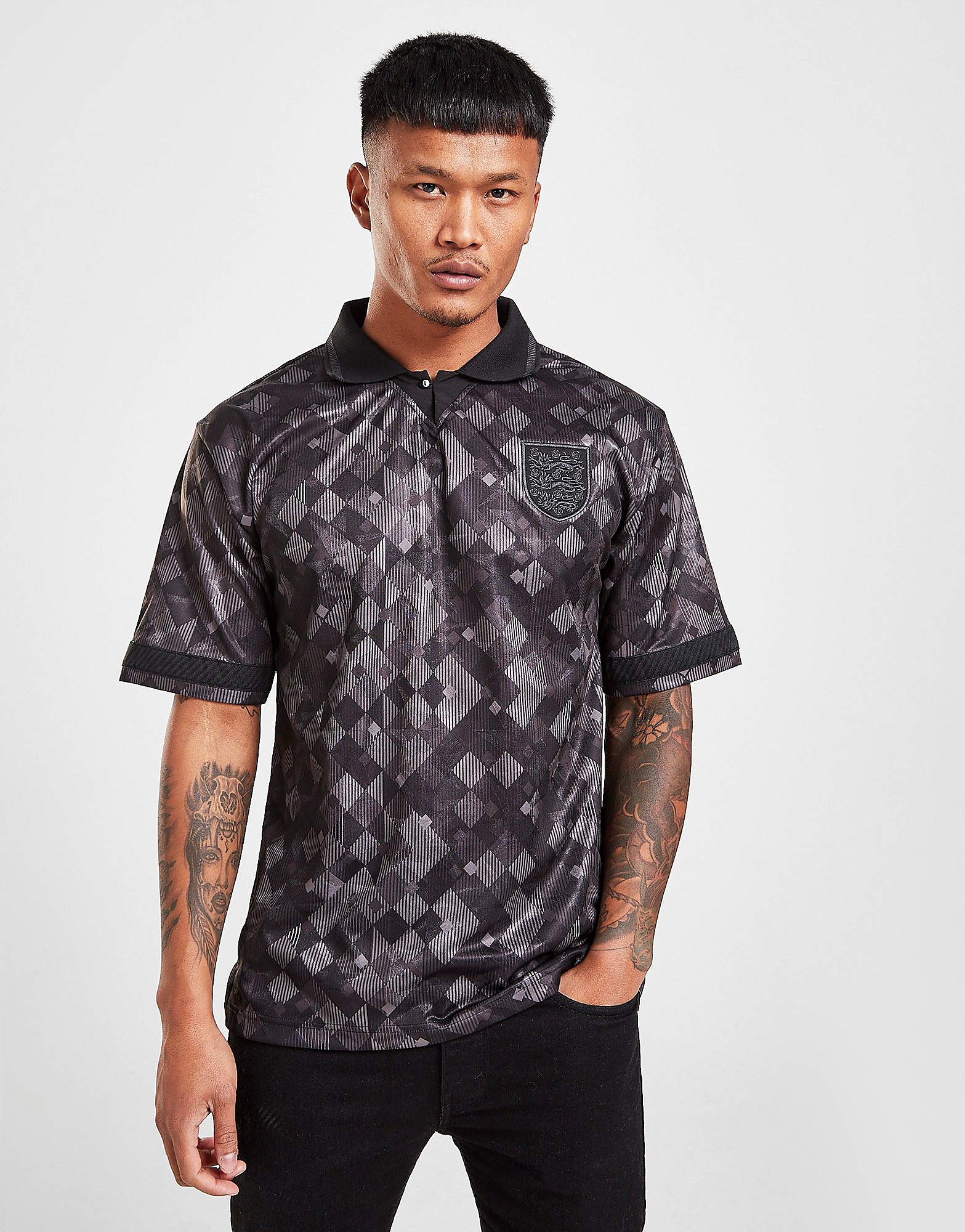 

Score Draw England '90 Black-Out Retro Jersey - Black - Mens, Black