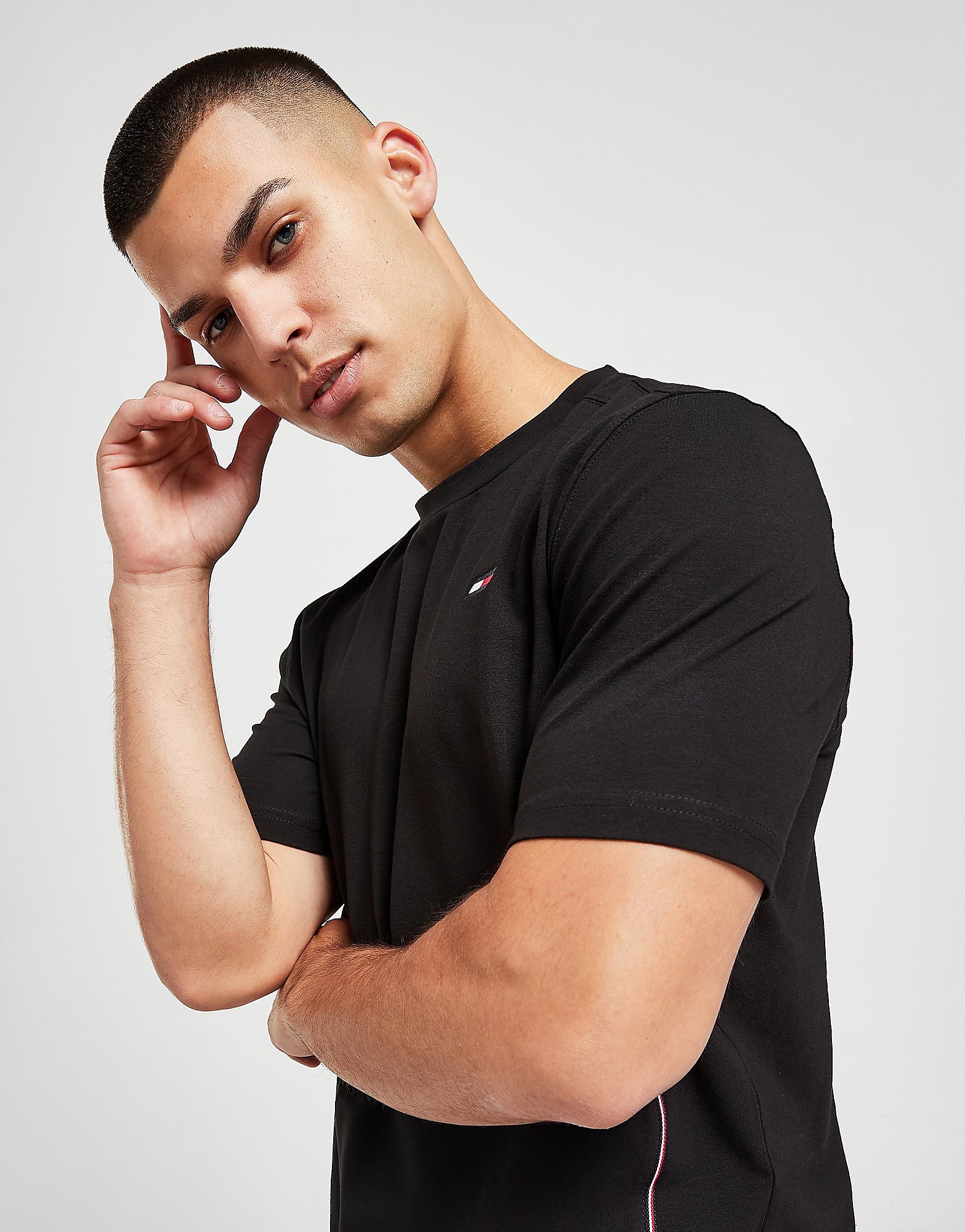 Tommy Hilfiger Tape Flag T-Shirt - Only at JD - Black - Mens, Black