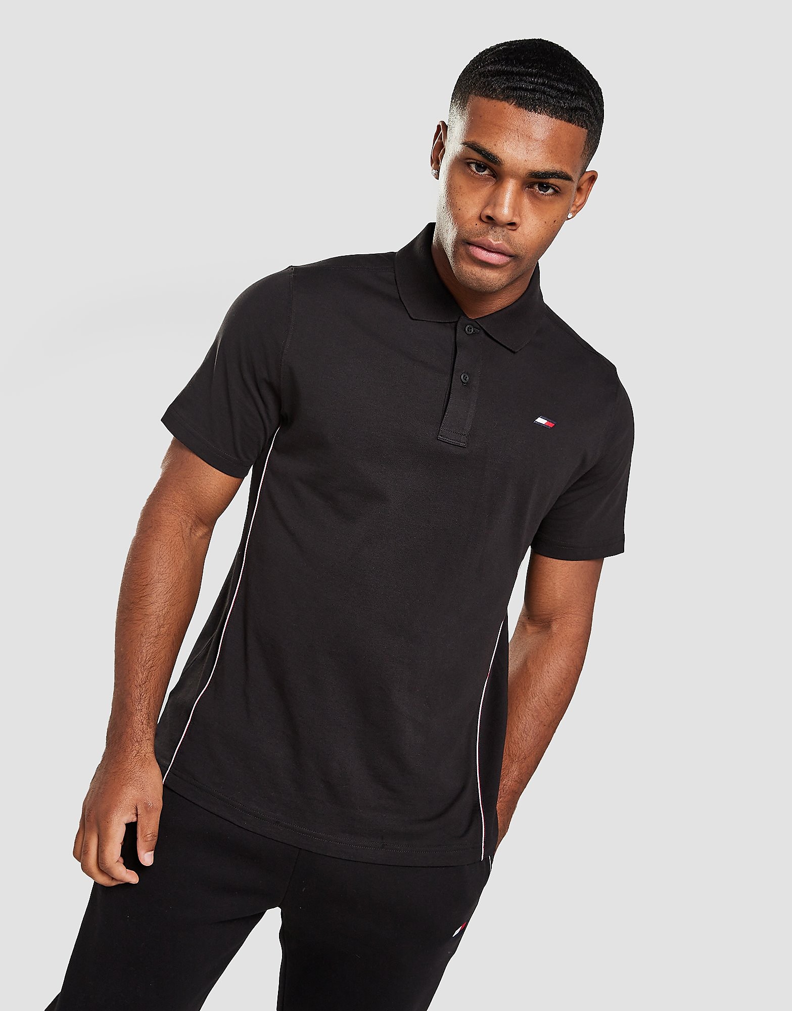 

Tommy Hilfiger Tape Flag Polo Shirt - Only at JD - Black - Mens, Black