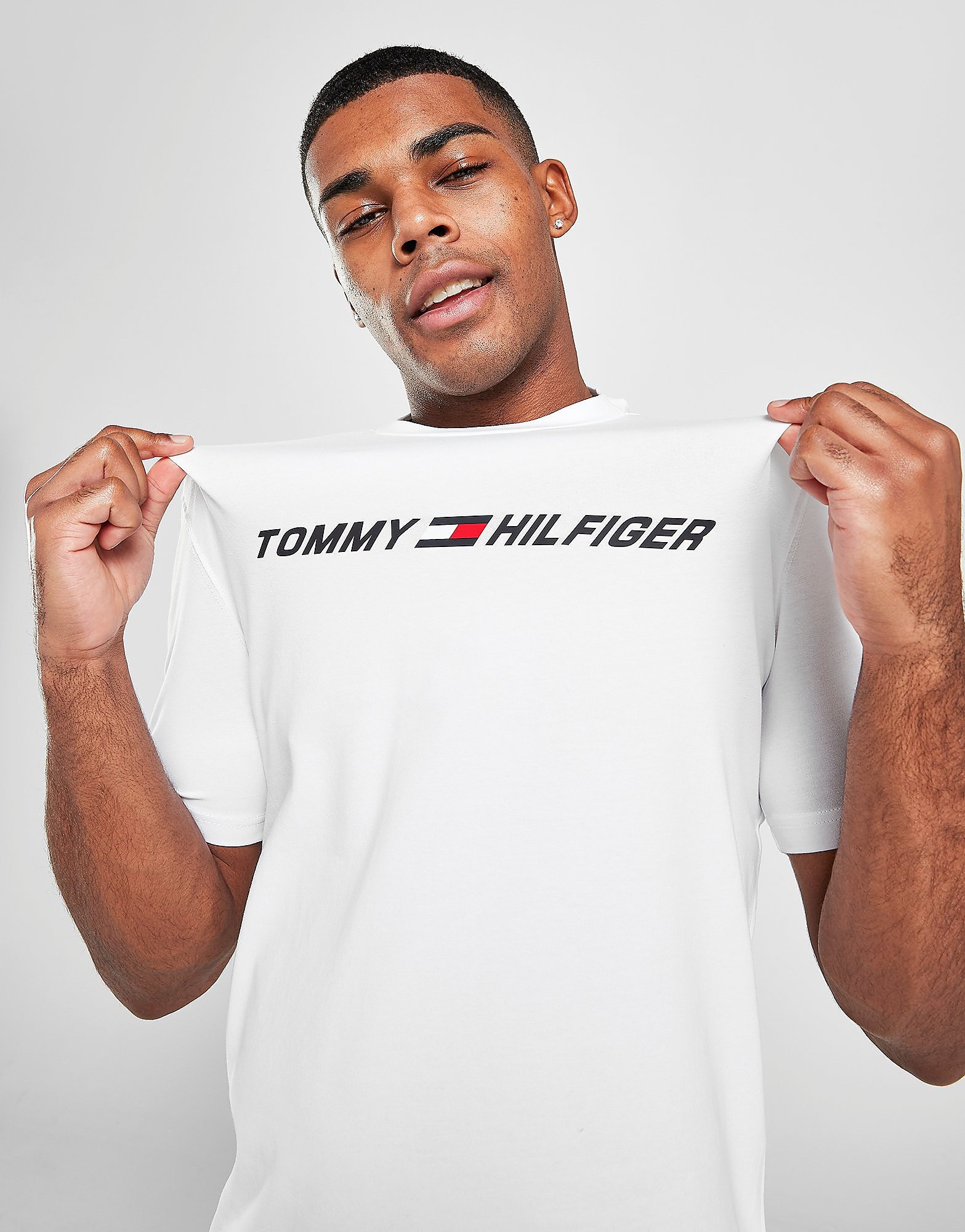 Tommy Hilfiger Flag Large Logo T-Shirt - Only at JD - White - Mens, White