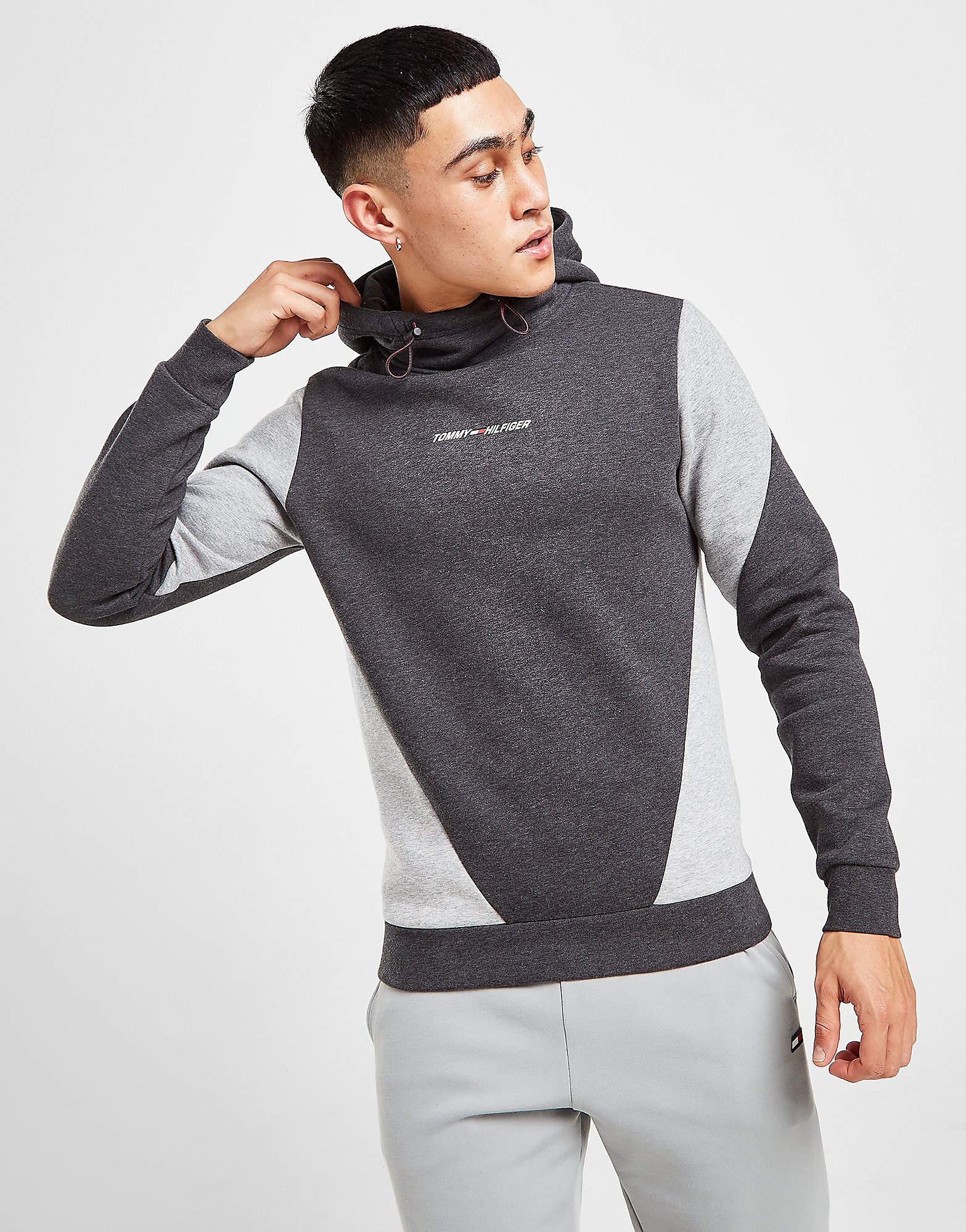 

Tommy Hilfiger Horizontal Colour Block Hoodie - Grey - Mens, Grey