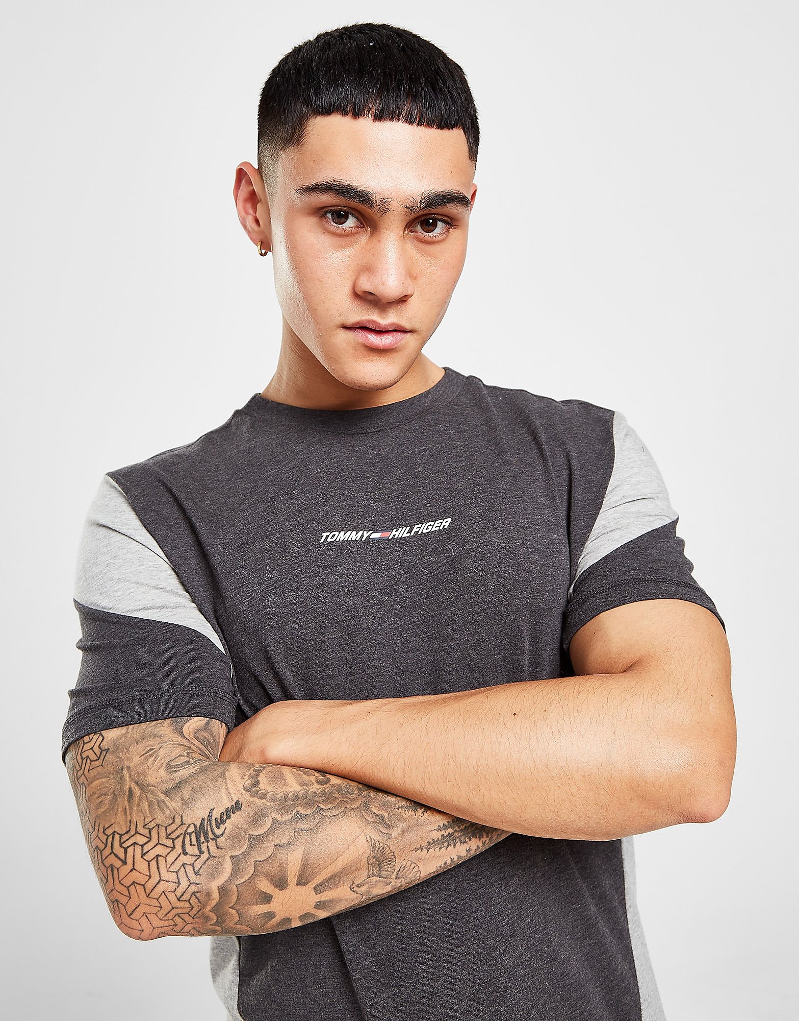 

Tommy Hilfiger Horizon Colour Block T-Shirt - Grey - Mens, Grey