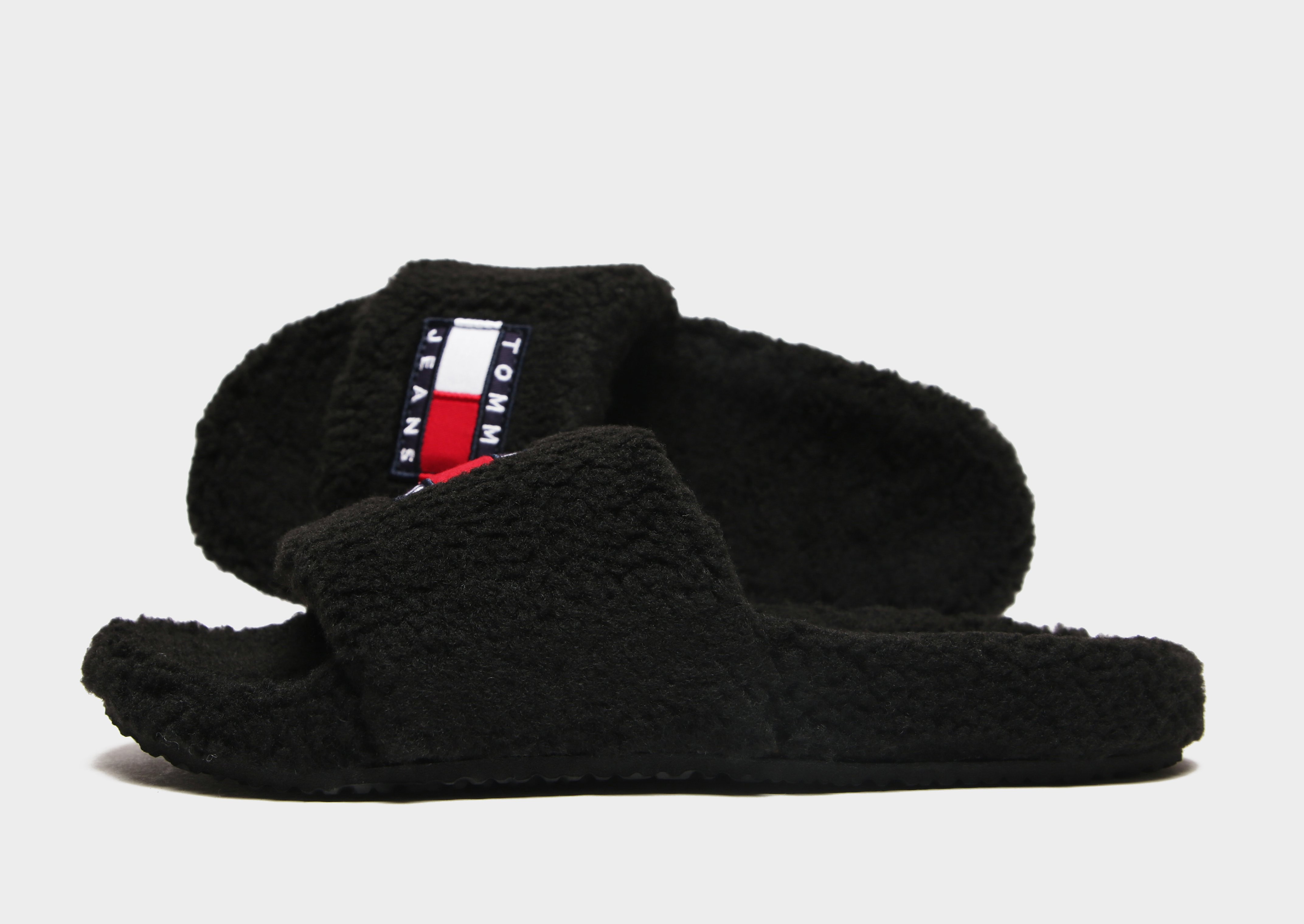 

Tommy Hilfiger Flag Fur Slides Women's - Black, Black