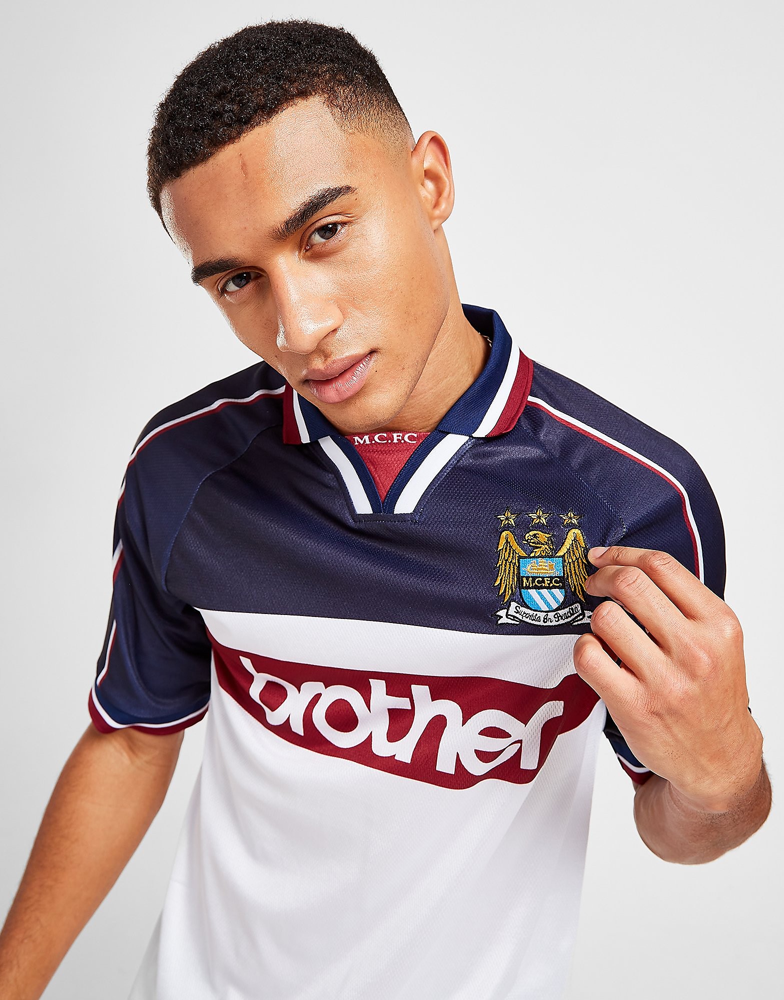 

Score Draw Manchester City FC '98 Retro Away Shirt - White/Navy - Mens, White/Navy