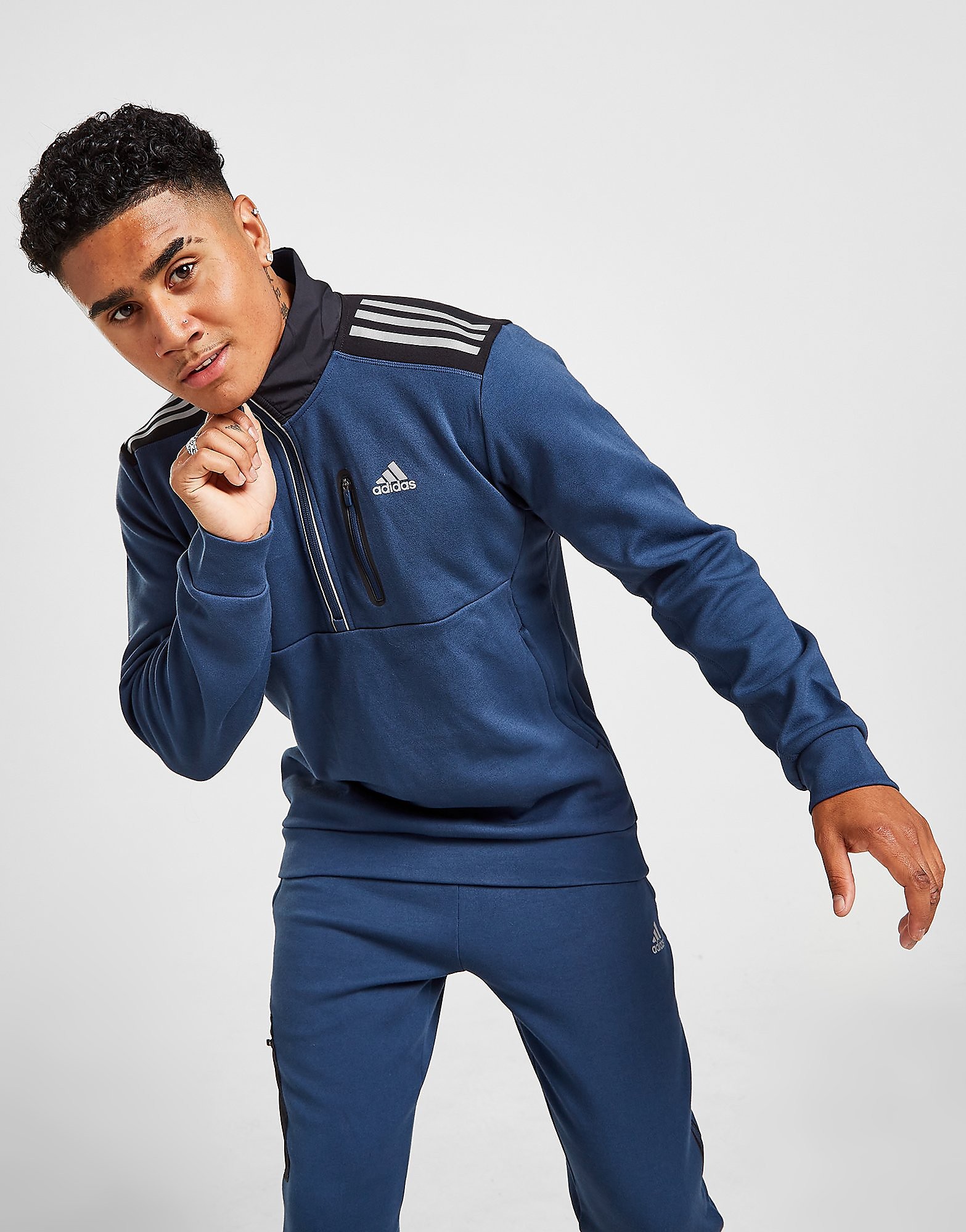 

adidas Tech 1/2 Zip Top - Navy - Mens, Navy