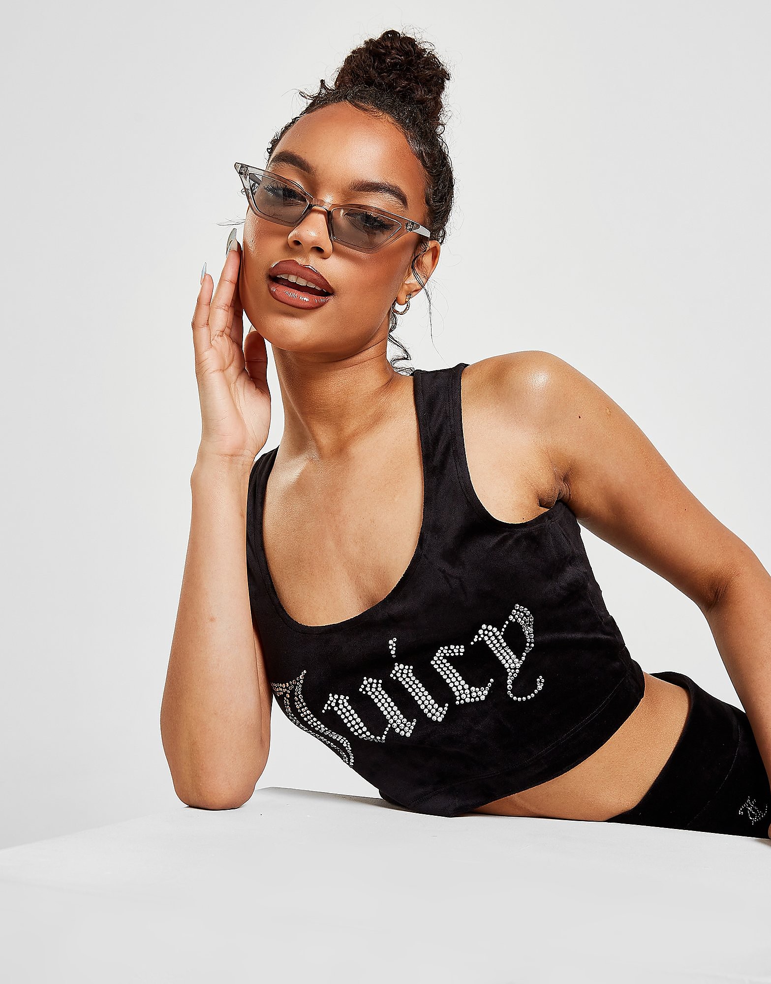 

JUICY COUTURE Diamante Velour Bralette - Black - Womens, Black