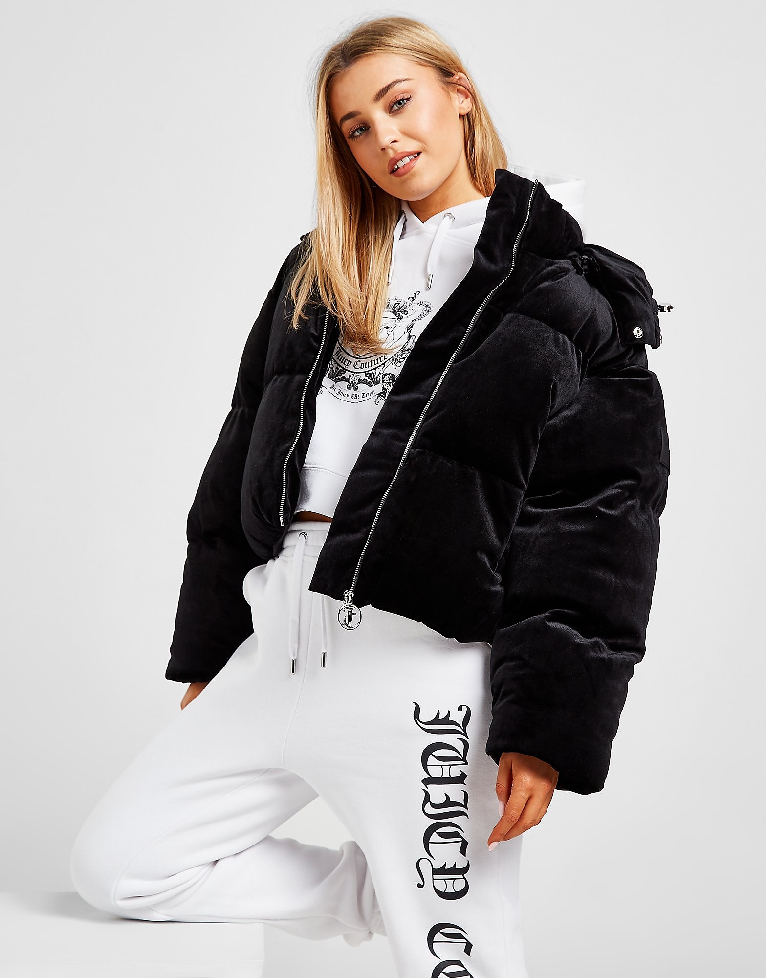 

JUICY COUTURE Velour Padded Jacket - Black - Womens, Black