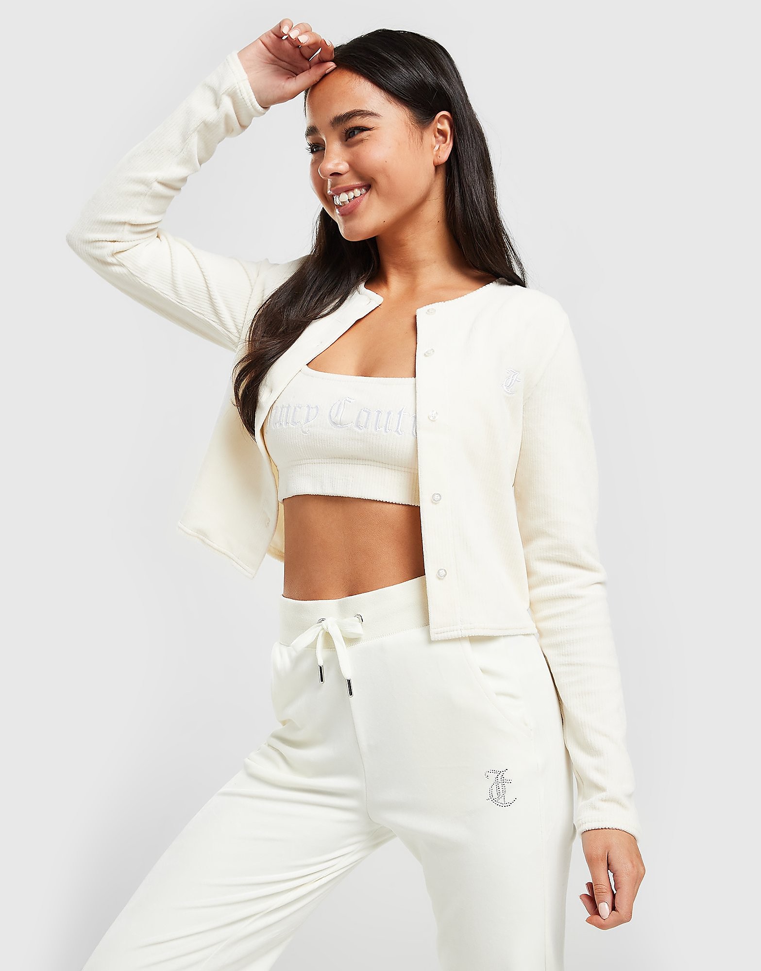 

JUICY COUTURE Ribbed Lounge Long Sleeve Top - White - Womens, White