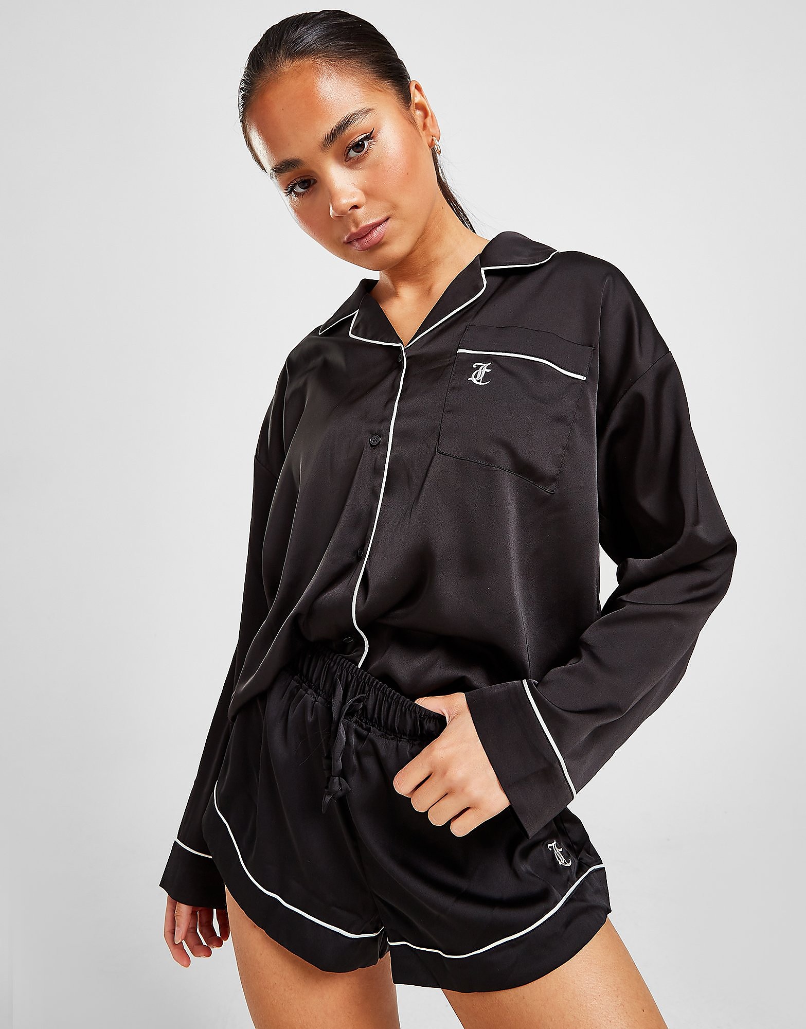

JUICY COUTURE Satin Pyjama Shirt - Black - Womens, Black