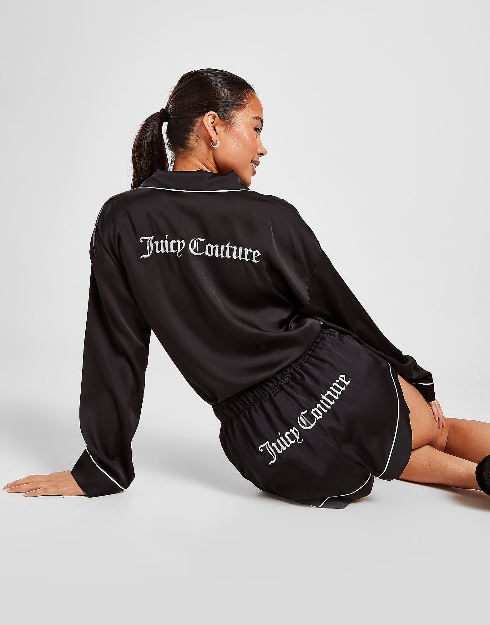 

JUICY COUTURE Satin Pyjama Shorts - Black - Womens, Black