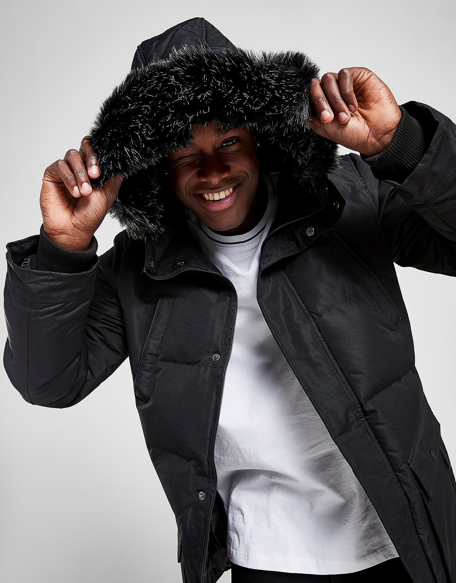 

Brave Soul Jethro Parka Jacket - Black - Mens, Black