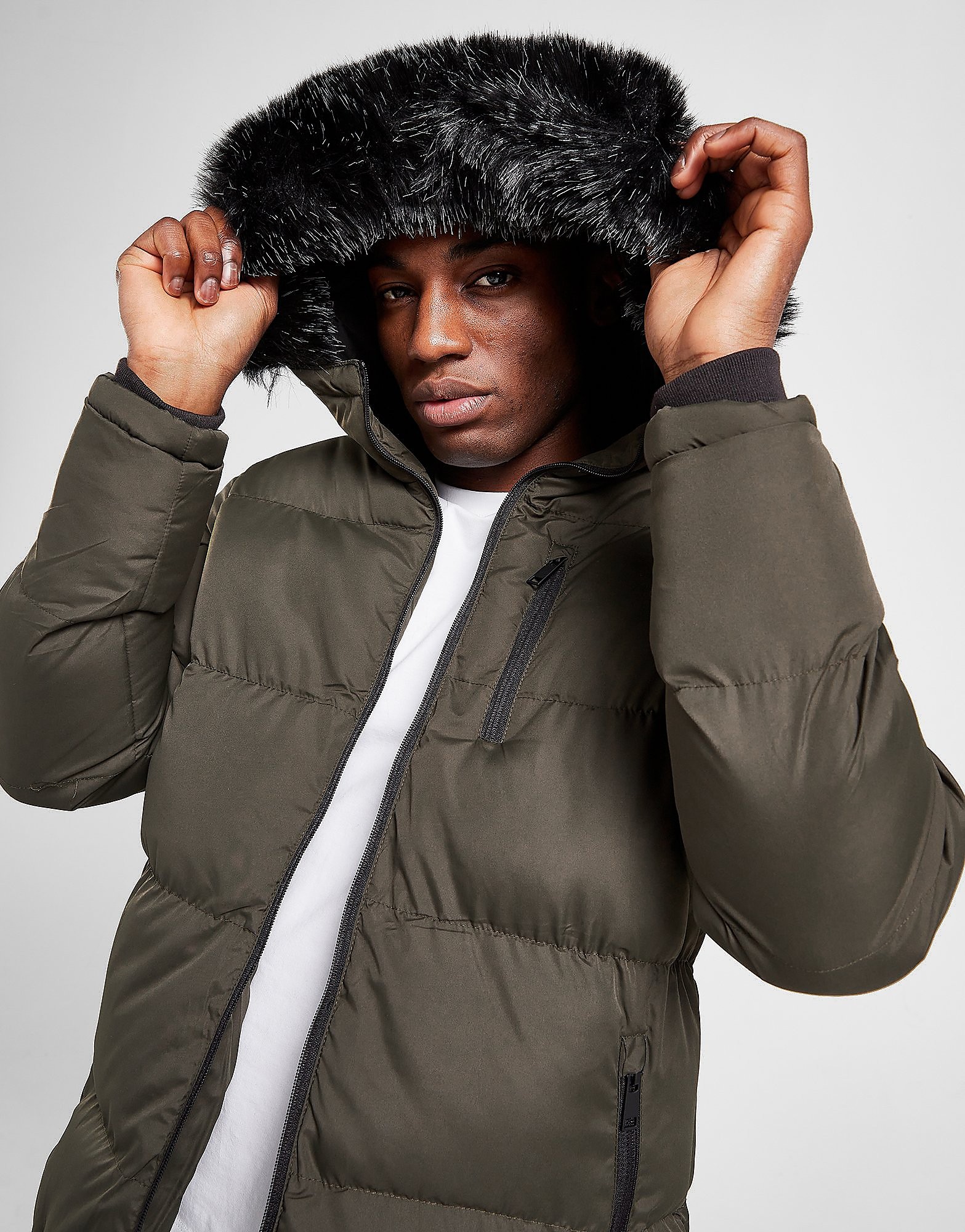 

Brave Soul Trawler Puffa Parka Jacket - Green - Mens, Green