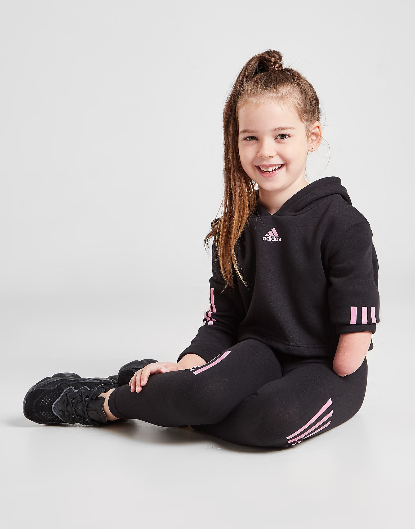 

adidas Girls' Sport Hoodie/Leggings Set Children - Black - Kids, Black