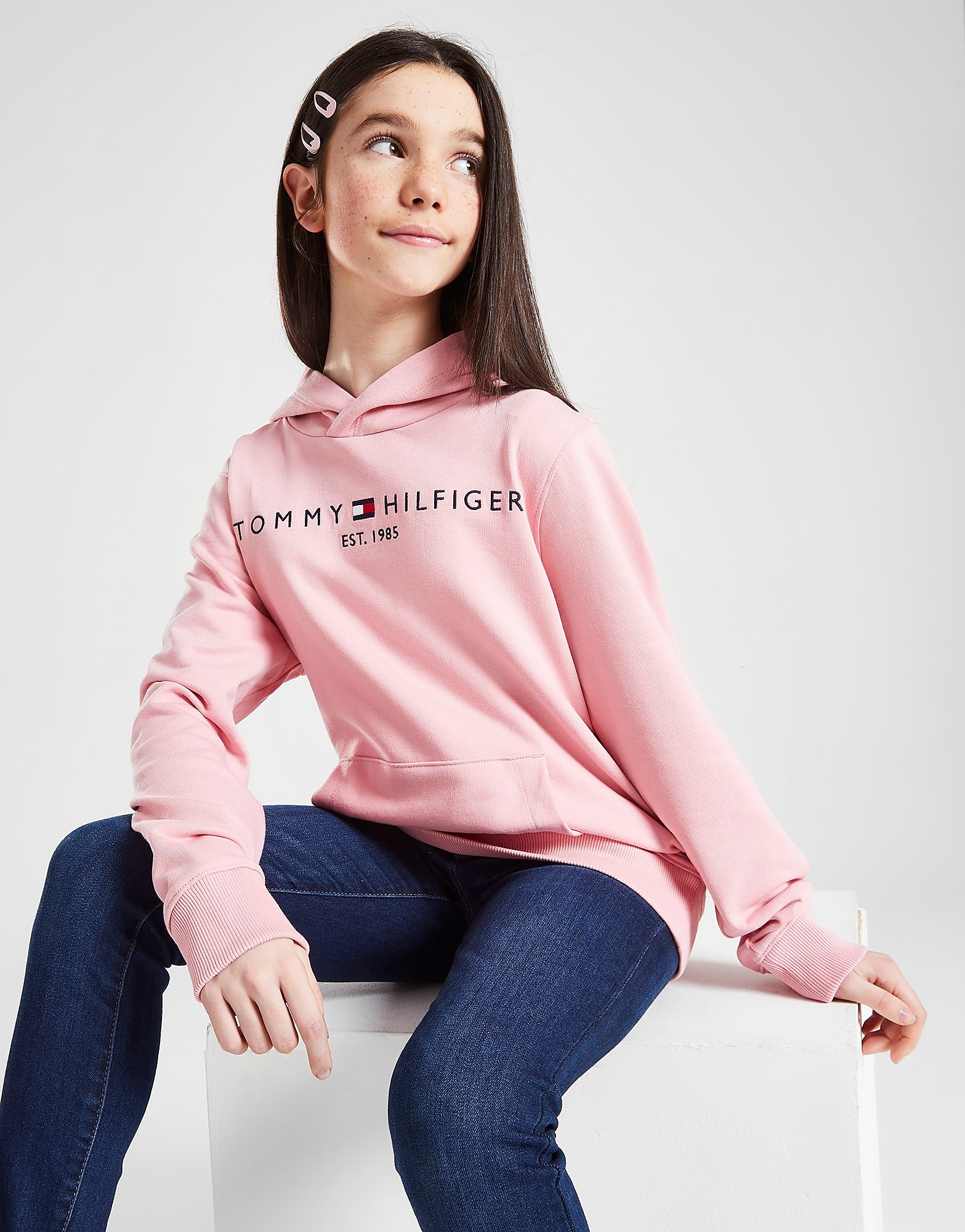 

Tommy Hilfiger Girls' Essential Hoodie Junior - Pink - Kids, Pink