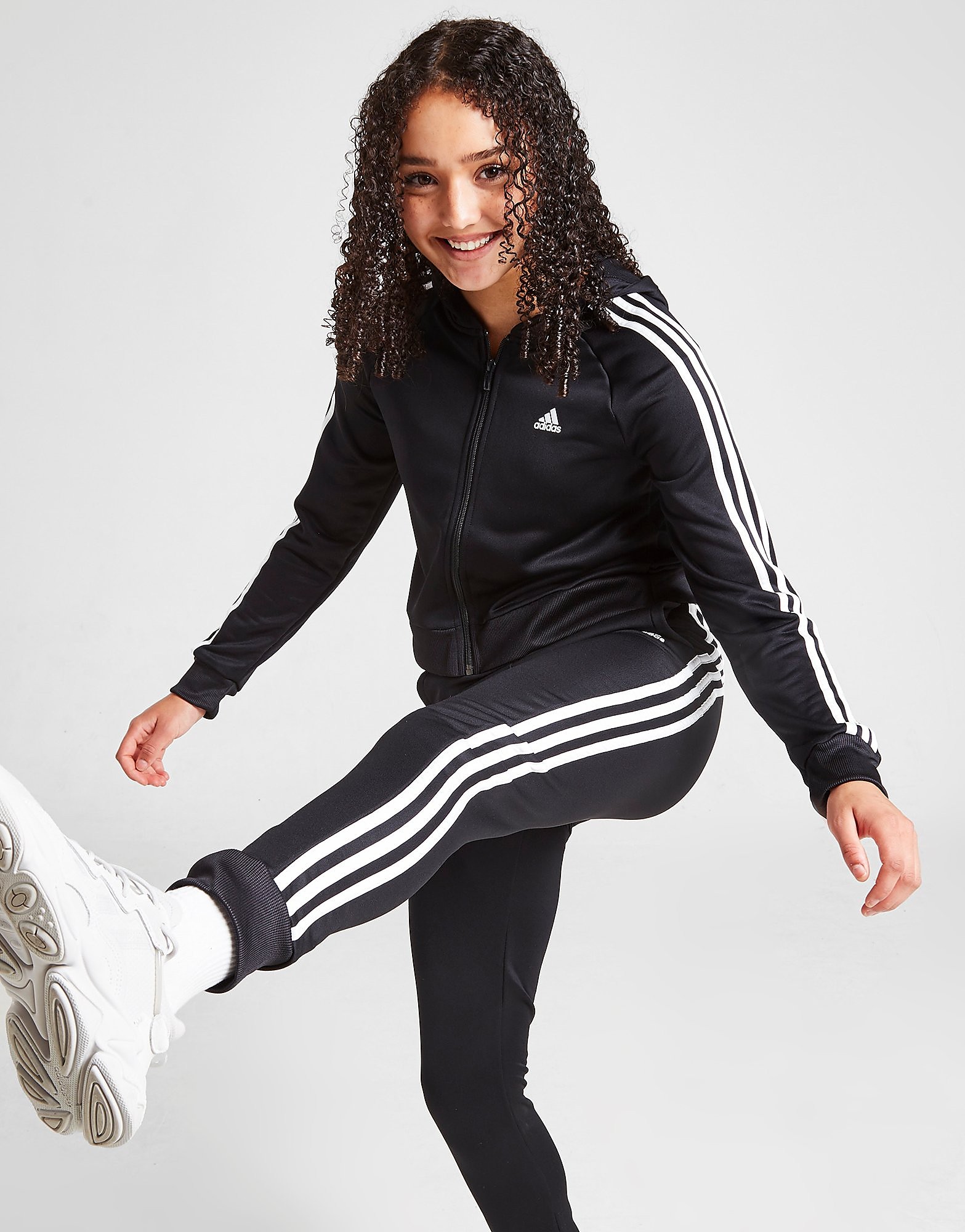 

adidas Girls' Badge Of Sport Full Zip Poly Suit Junior - Only at JD - Black - Kids, Black