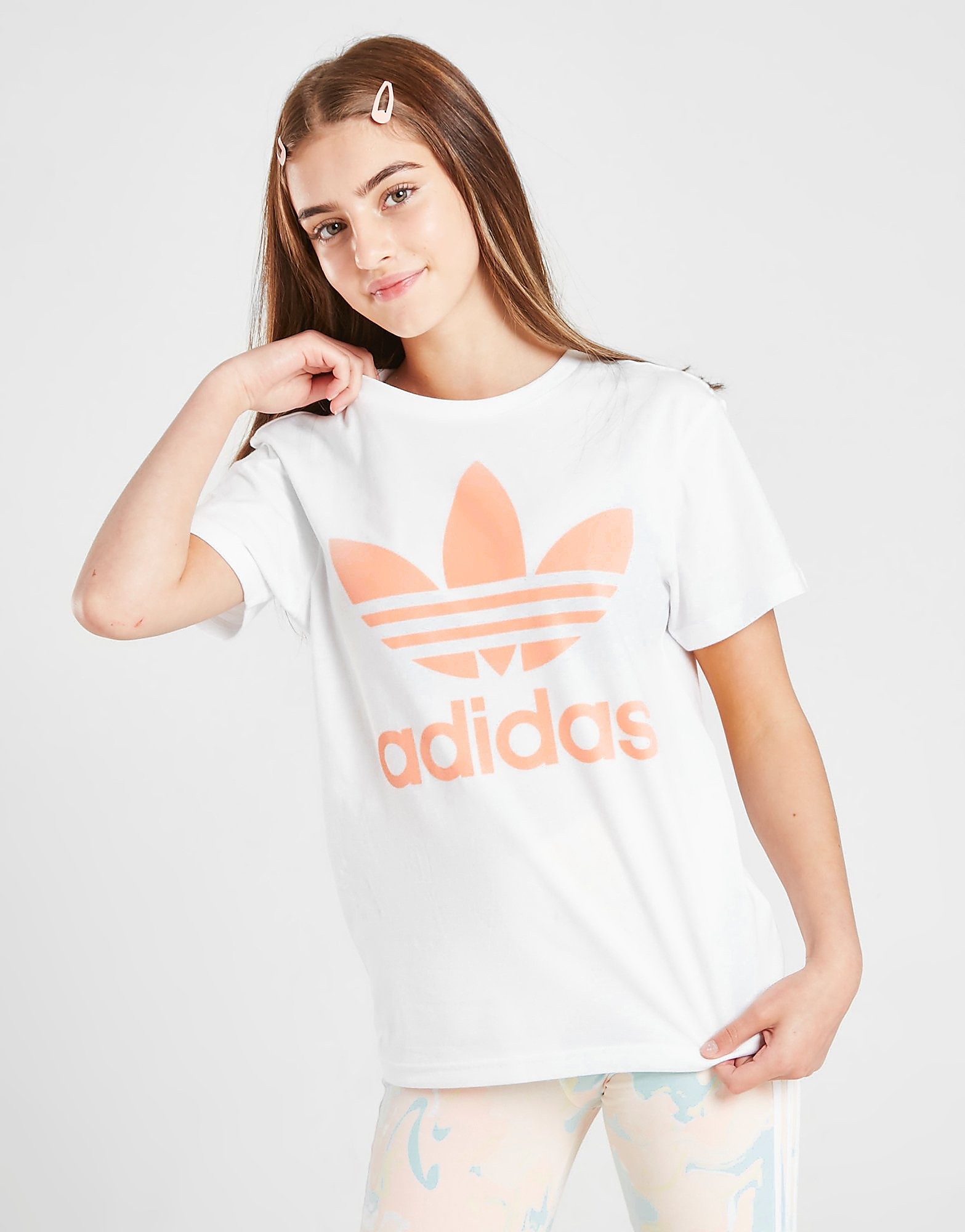 

adidas Originals Girls' Trefoil Boyfriend T-Shirt Junior - White - Kids, White