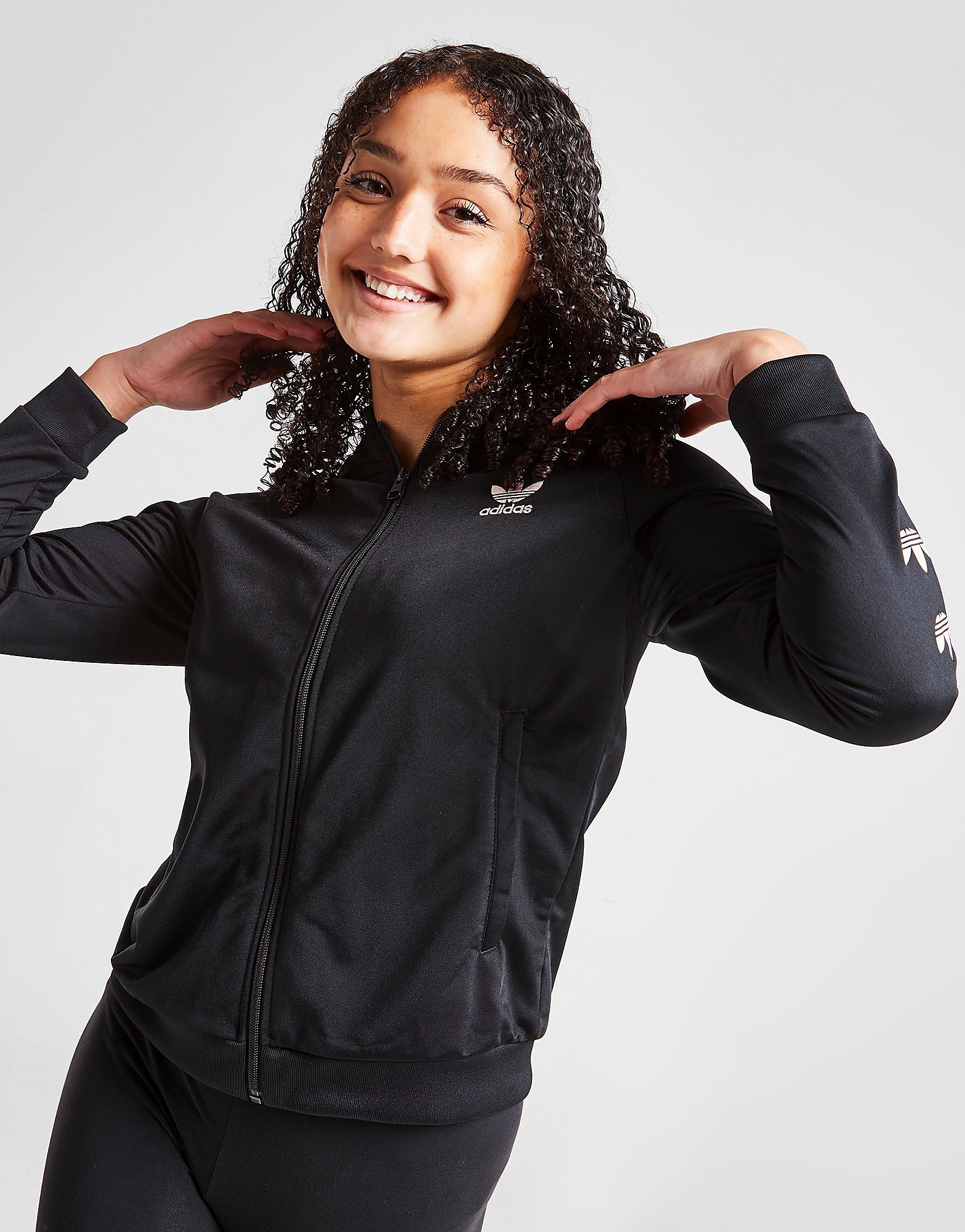 

adidas Originals Girls' Repeat Trefoil SS Track Top Junior - Only at JD - BLACK - Kids, BLACK