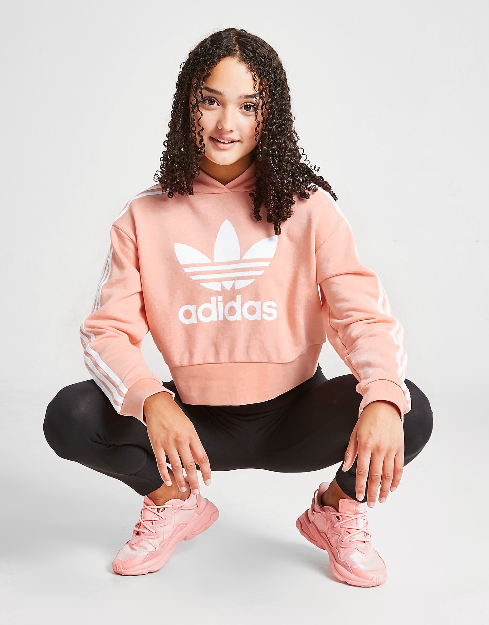 

adidas Originals Girls' Trefoil Overhead Hoodie Junior - Only at JD - Haze Coral / White - Kids, Haze Coral / White