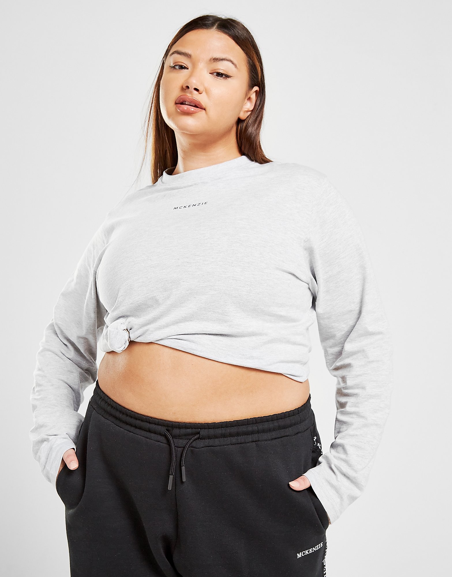 

McKenzie Essential Plus Size Long Sleeve T-Shirt - Only at JD - Grey - Womens, Grey